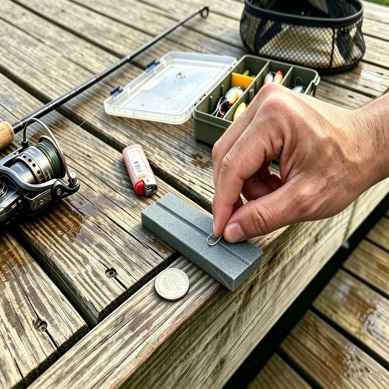Diamond Pocket Knife Sharpener Dual-Sided Sharpening Stone for Fish Hook Camping Hunting Knives Restores Repairs