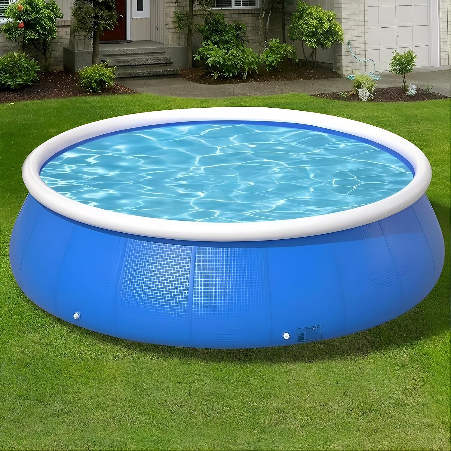 Inflatable Swimming Pool, 72" x 20.8" Above Ground Pool for Backyard, 1100L Large Capacity Blow Up Pool with 3-Layer Mesh, PVC Outdoor Pool for Garden, Summer Water Party for Kids & Adults