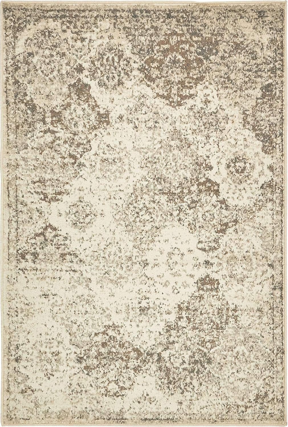 Gray Abstract 4' x 6' Stain-Resistant Synthetic Rug
