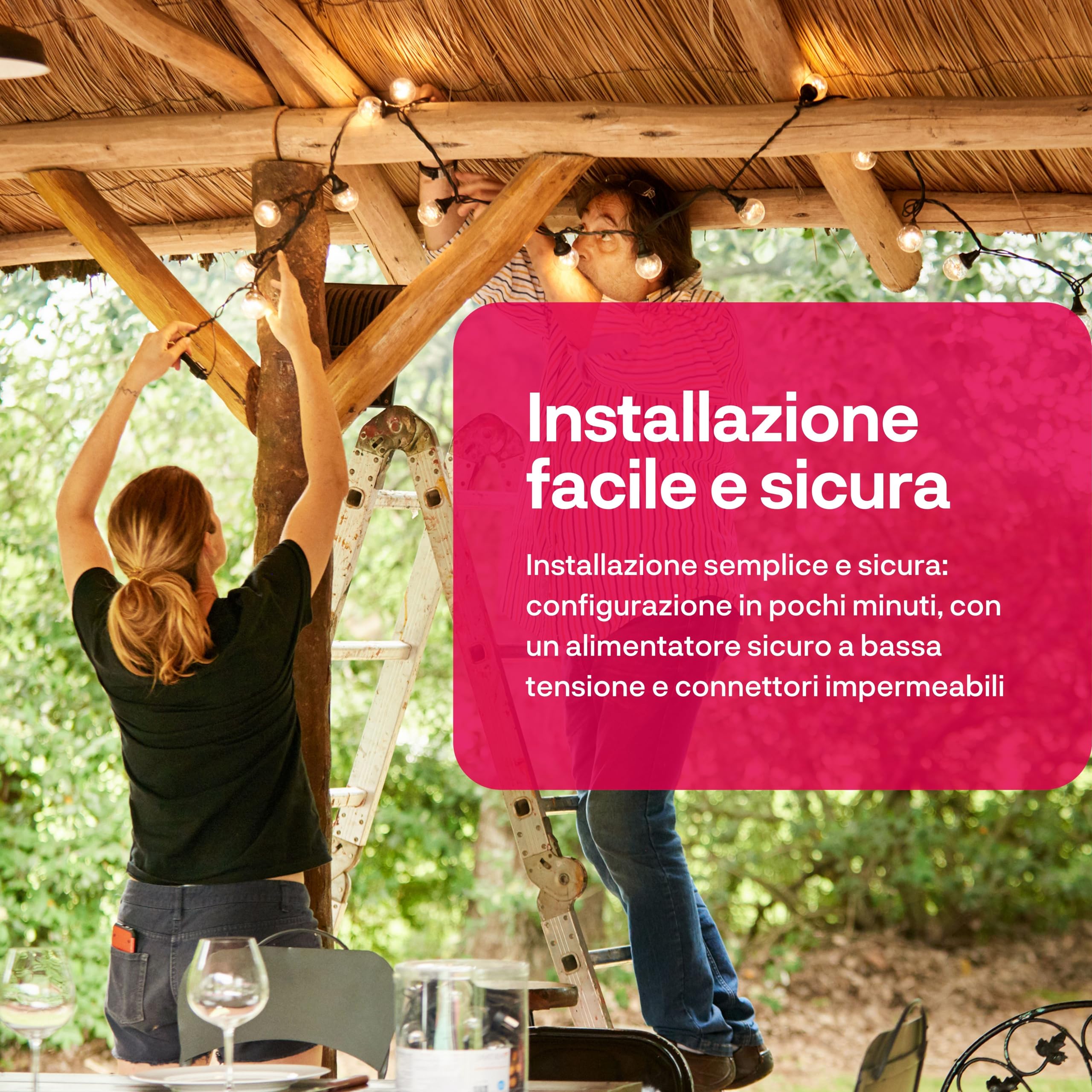innr Catena Luminosa LED Smart 8m, 16 Lampadine, per Hue* e hub Zigbee | Bianca Calda 2200 K, Luci da Esterno per Giardino e Terrazza, Dimmerabile, Set Completo