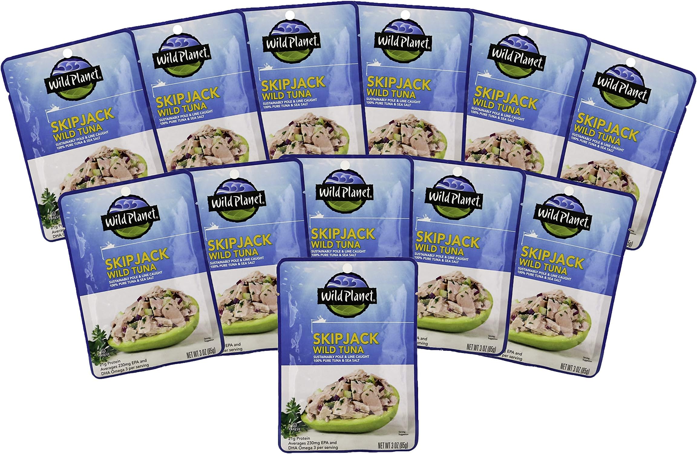 Skipjack Wild Tuna, Sea Salt, Pouch, Keto and Paleo, 3rd Party Mercury Tested, 3 Ounce (Pack of 12)