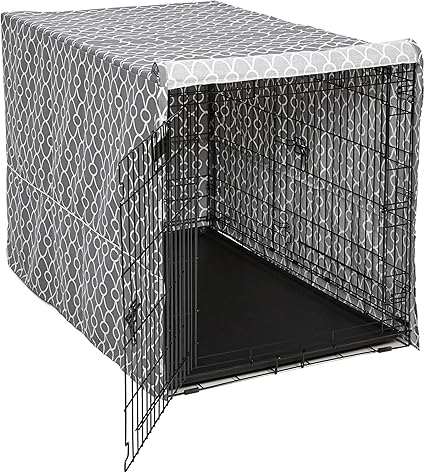 MidWest Homes for Pets - Funda para jaula de perro XL con protector de tela de teflón, funda de privacidad de polialgodón, para jaulas de 122 cm, diseño gris, lavable, reduce los ladridos
