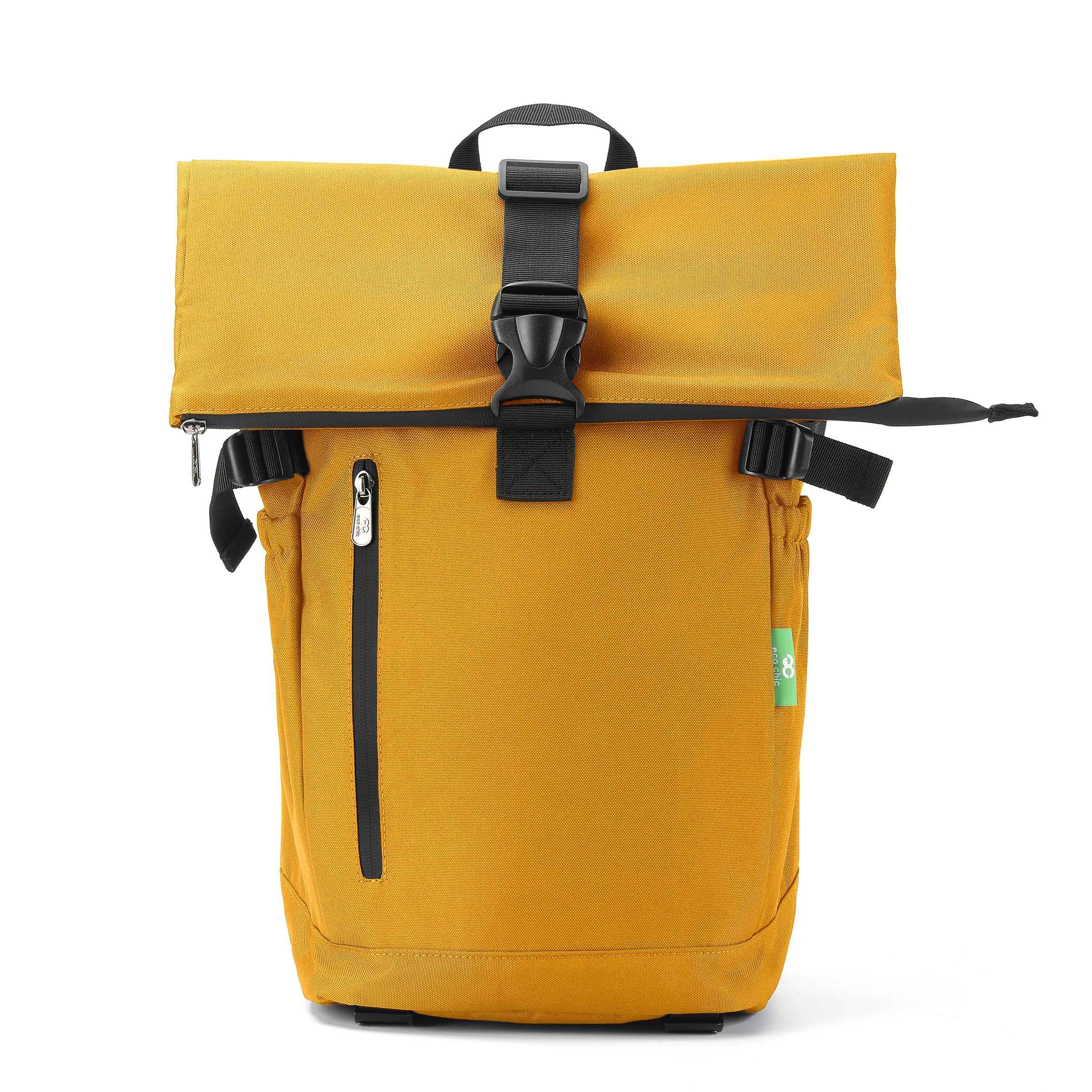Eco Chic Unisex Sunflower Waterproof Recycled Canvas Roll Top Backpack (Sunflower)