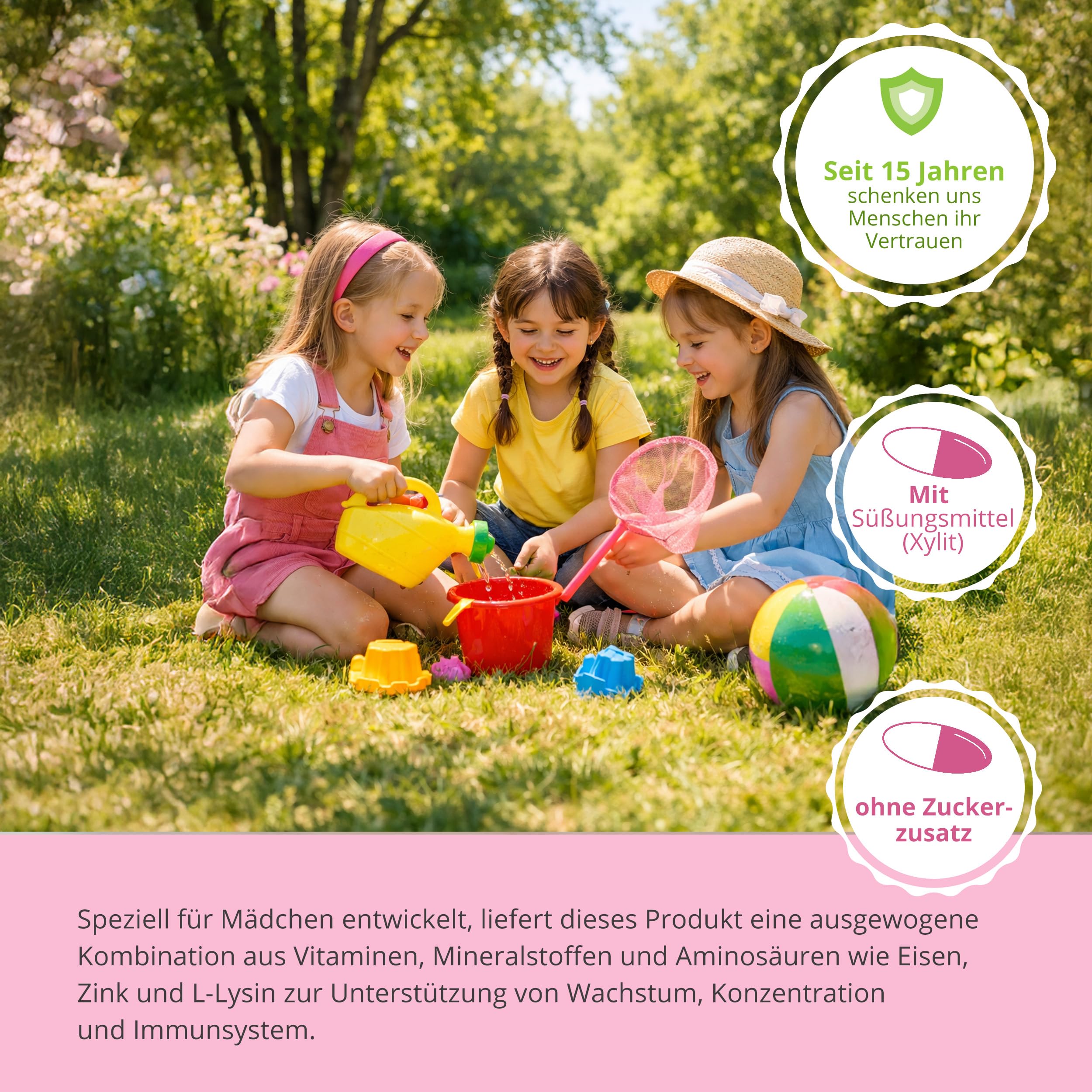 PURMEO L-Lysin für Mädchen mit Ig-S+ Komplex | Nahrungsergänzung für Kinder | Für Wachstum & Entwicklung