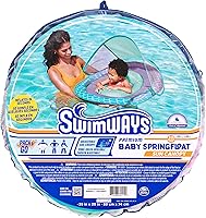 Vista 7 de SwimWays Baby Spring Float with Adjustable Canopy and UPF Sun Protection, Blue Lobster