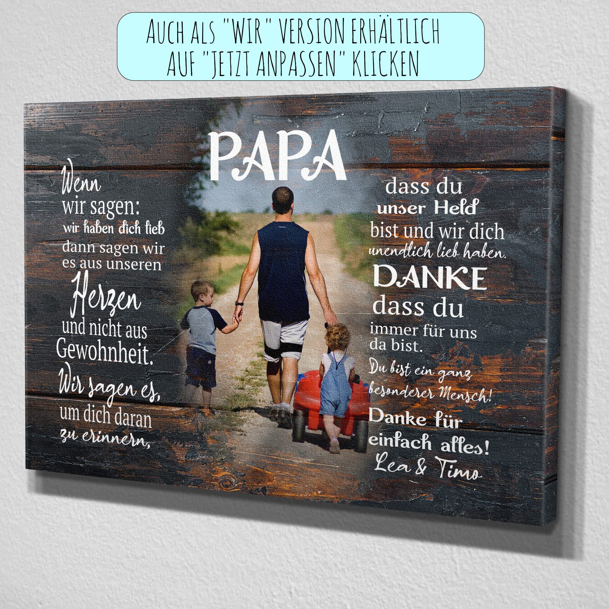 Deutsam Tela personalizzata Papà nero regalo per la festa del papà San Valentino con foto regalo per papà compleanno su tela