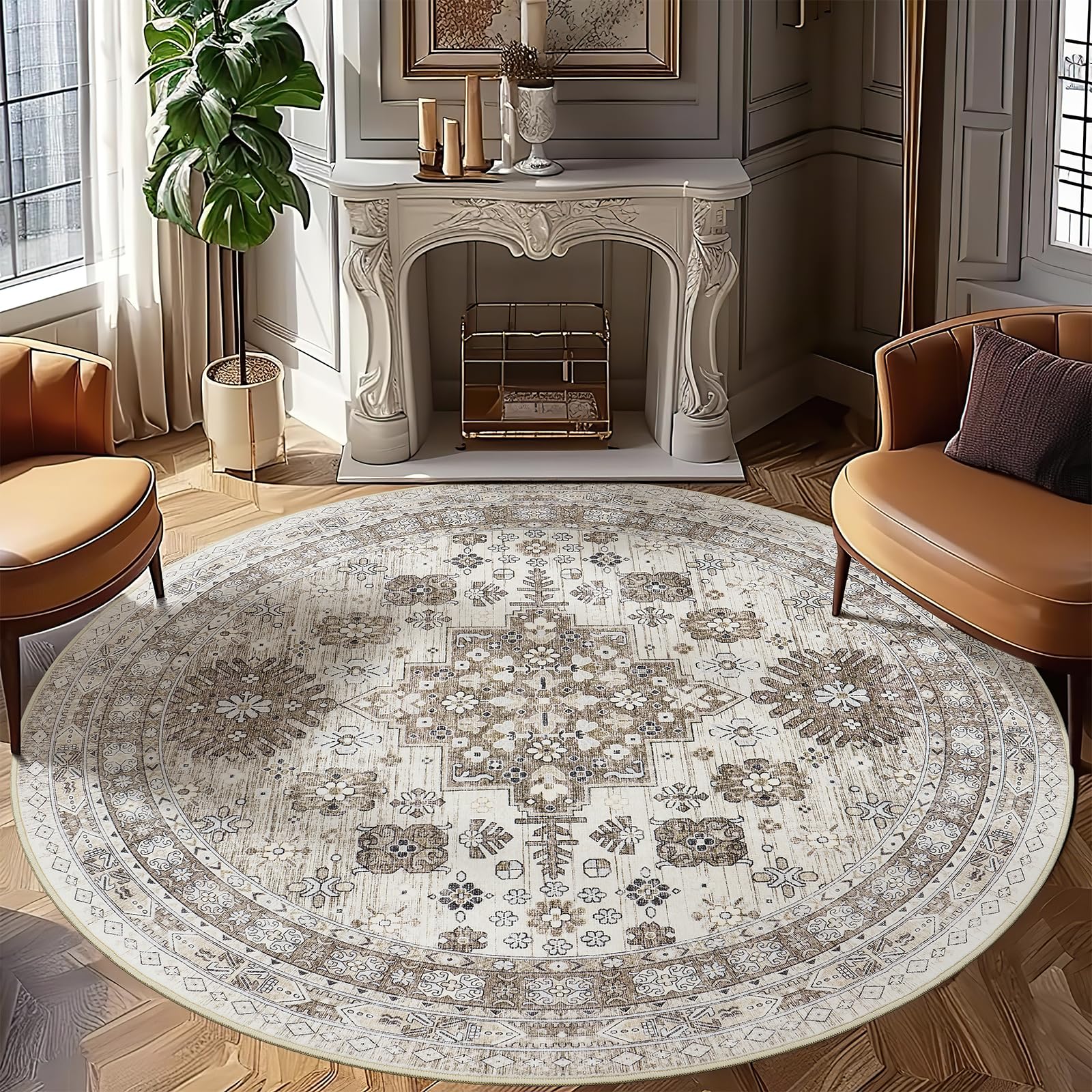 Amazon.com: Ultra-Thin Washable 6ft Round Rug - Teal 6x6 Circle Rugs ...