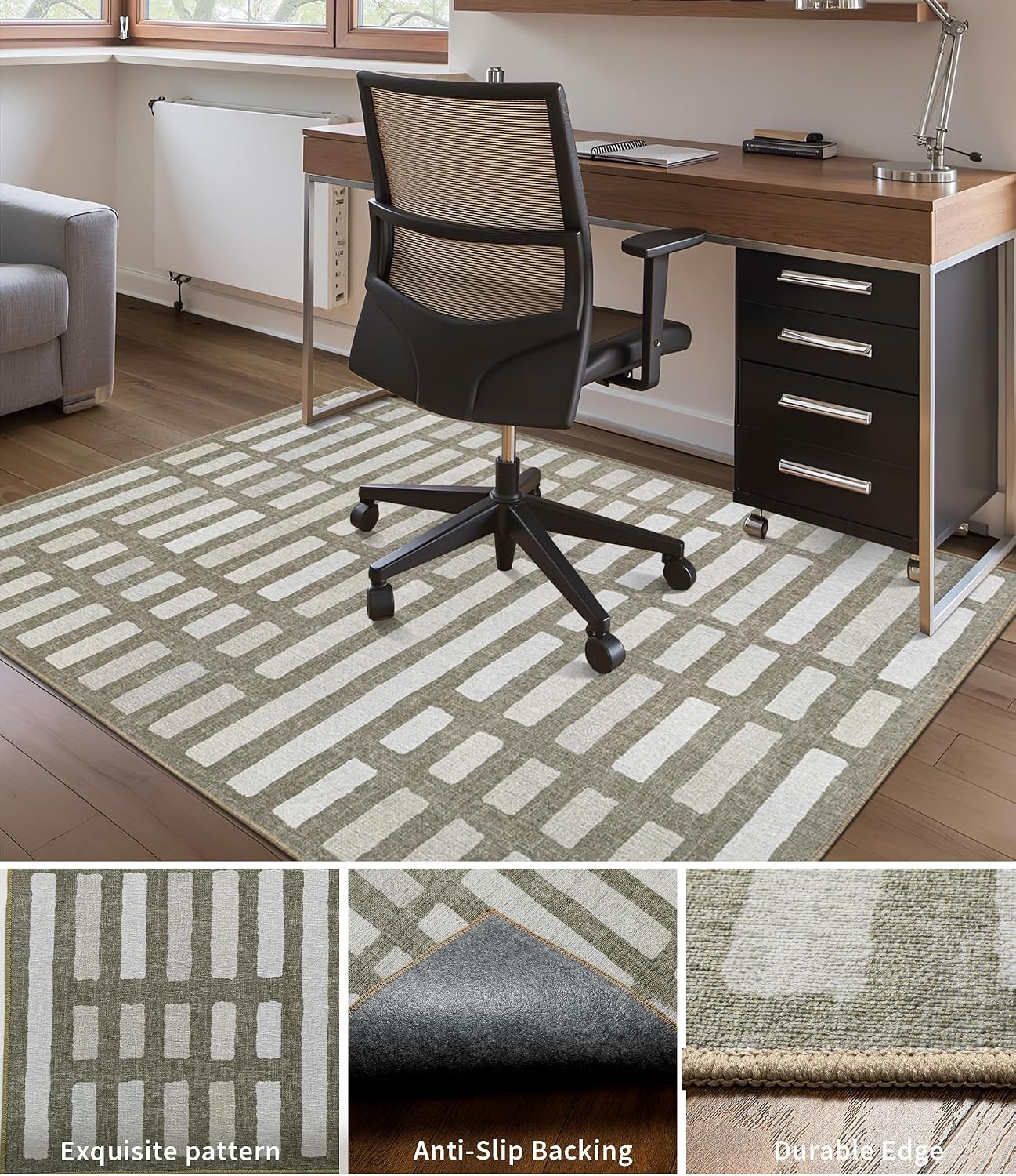 chakme Office Chair Mat for Hardwood Floor, 60"x45" Easy Glide Computer Desk Mat Protector for Rolling Chair Under Desk Rug Nonslip Backing, Machine Wash, (Dark Brown Plaid) image 3