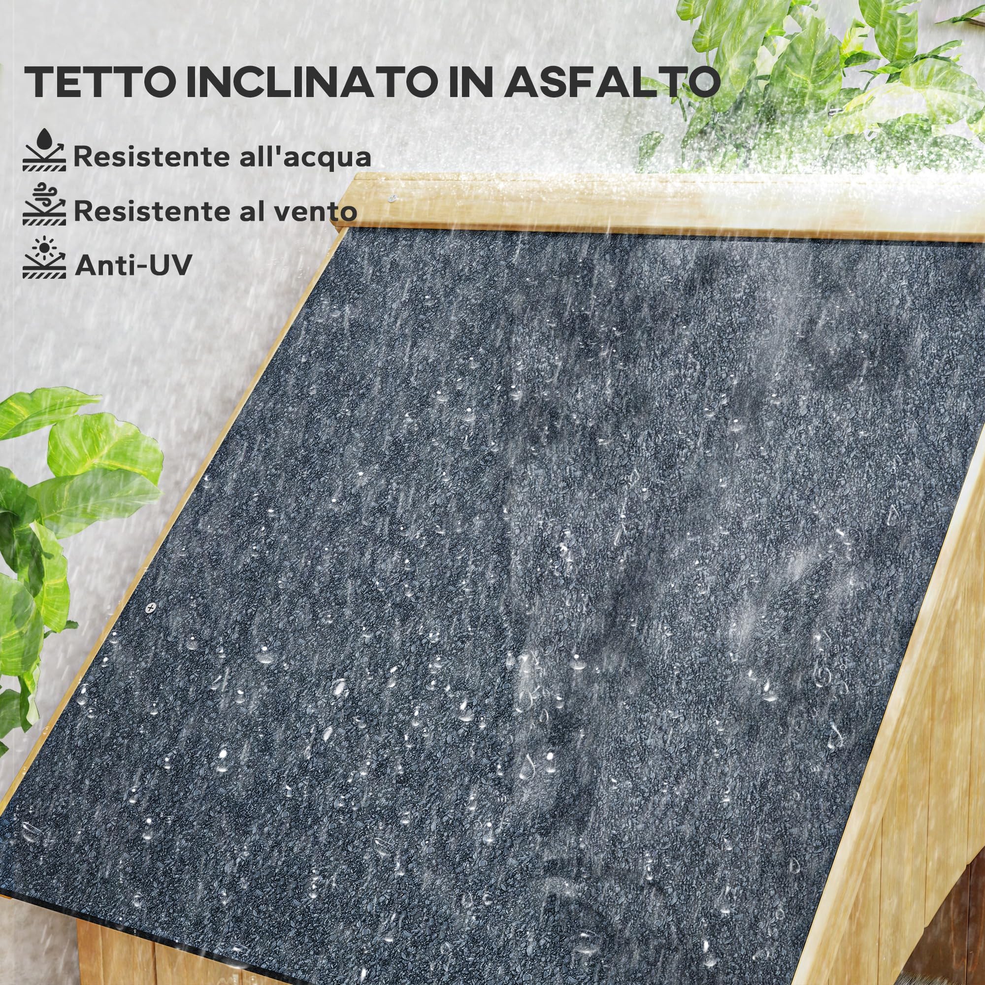 Outsunny Capanno Porta Attrezzi da Giardino in Legno di Abete con 3 Ripiani, Casetta Attrezzi Giardino con Tetto Inclinato Impermeabile per Terrazza Patio, 77.5x54.2x179.5 cm, Color Legno