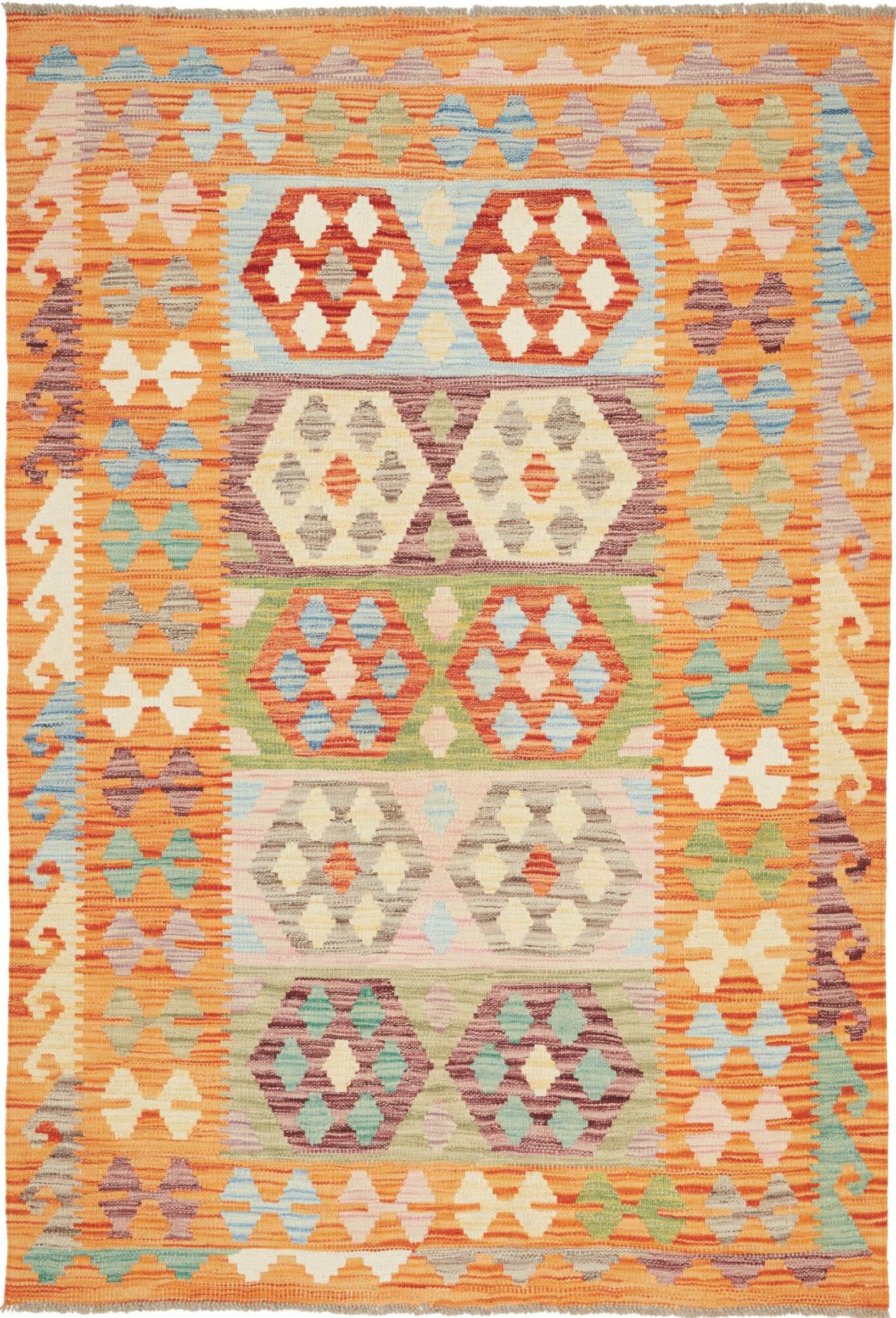 Tapis d'Orient Kilim afghan fait main en laine 125x184cm
