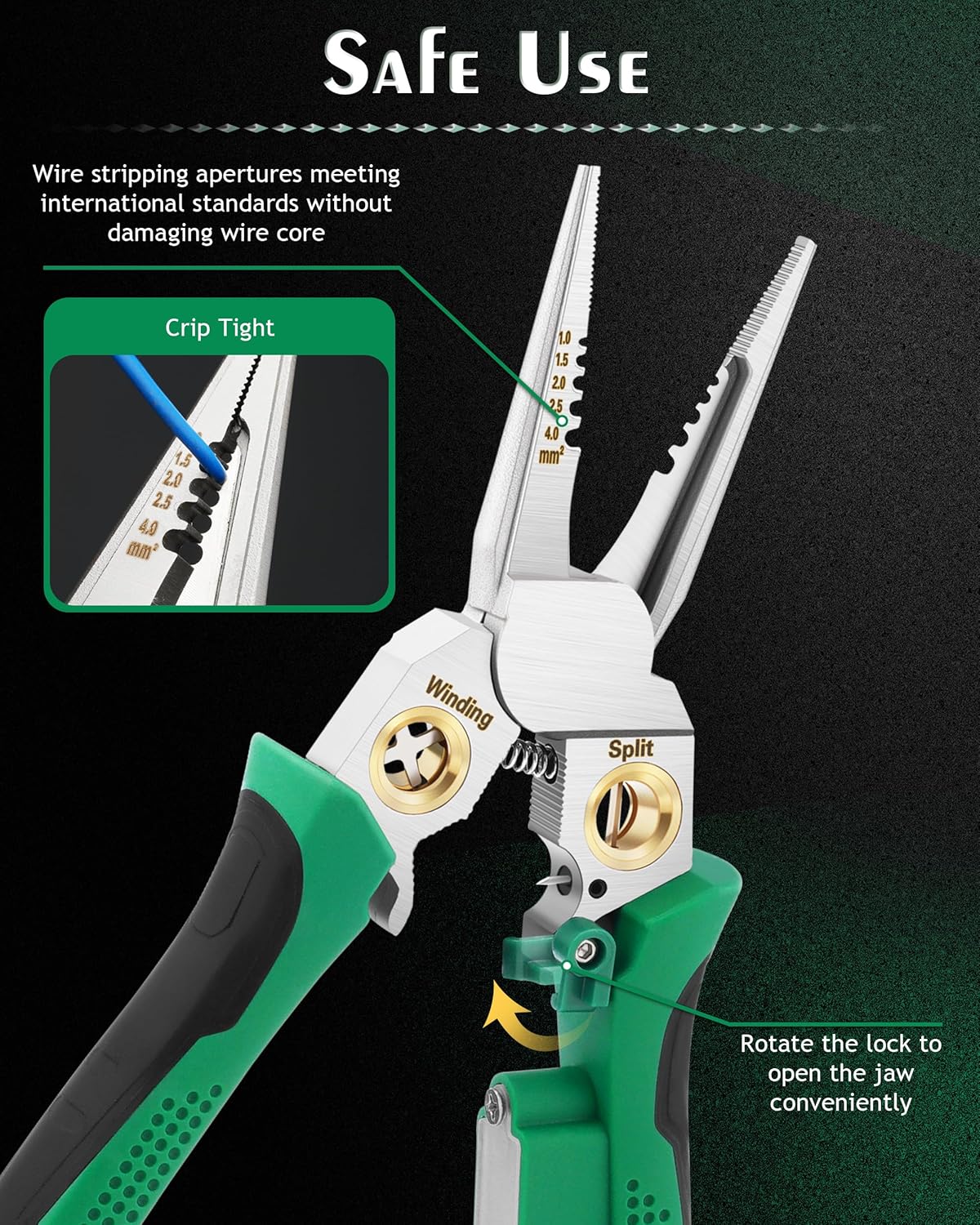 8 In 1 Wire Strippers with Voltage Tester, Wire Stripping Tool, Cable Cutters with Plier, Twister, Crimper, Splitting, Multifunctional Cable Stripper Tool for 10-18 AWG for Electrician Work