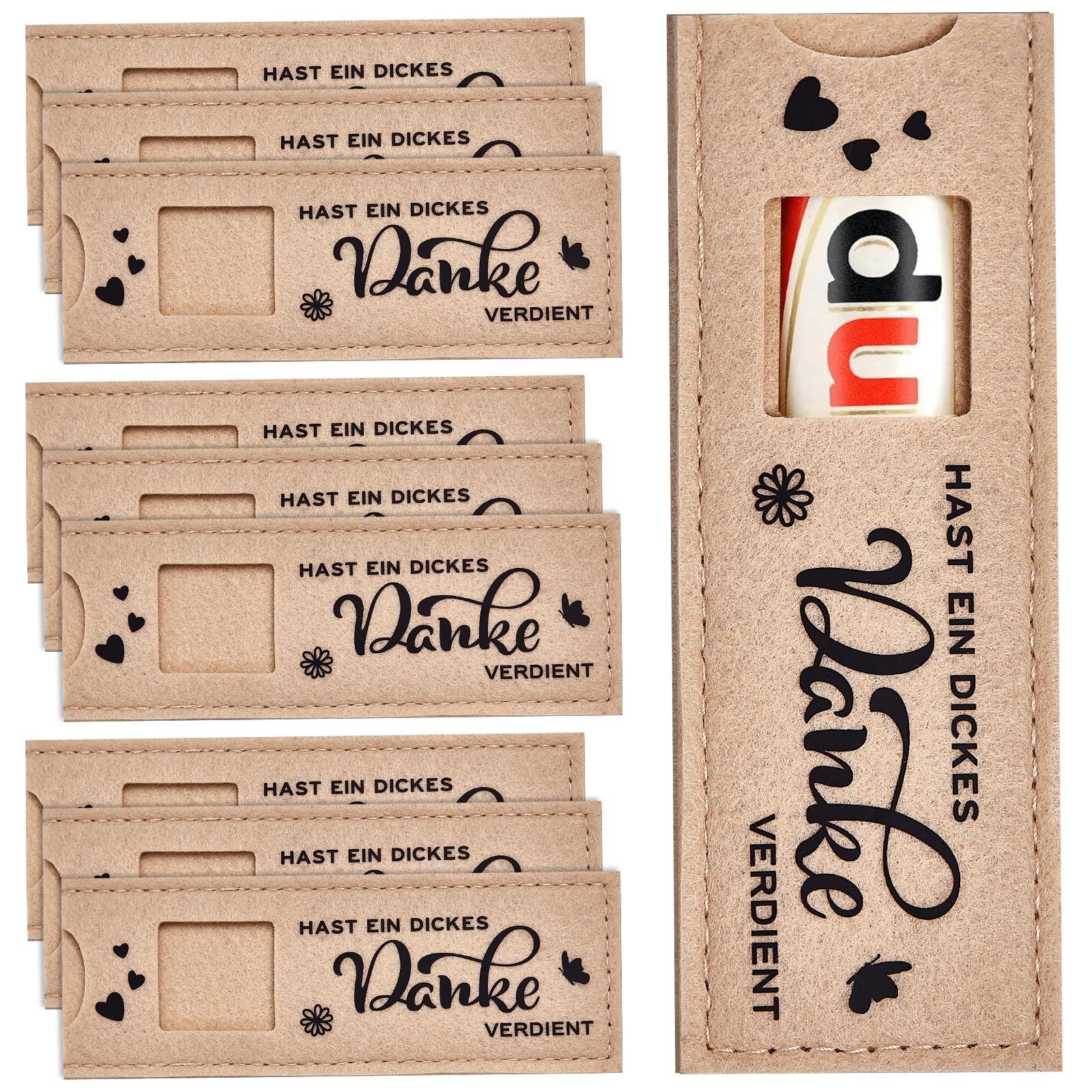 10pcs Du hast ein dickes Danke verdient Geschenke für Schokoriegel Verpackung Hülle Filzhüllen für schokolade ohne Schokolade-Dankeschön Geschenke für Team, Rücktritt, Mitarbeiter,Familie