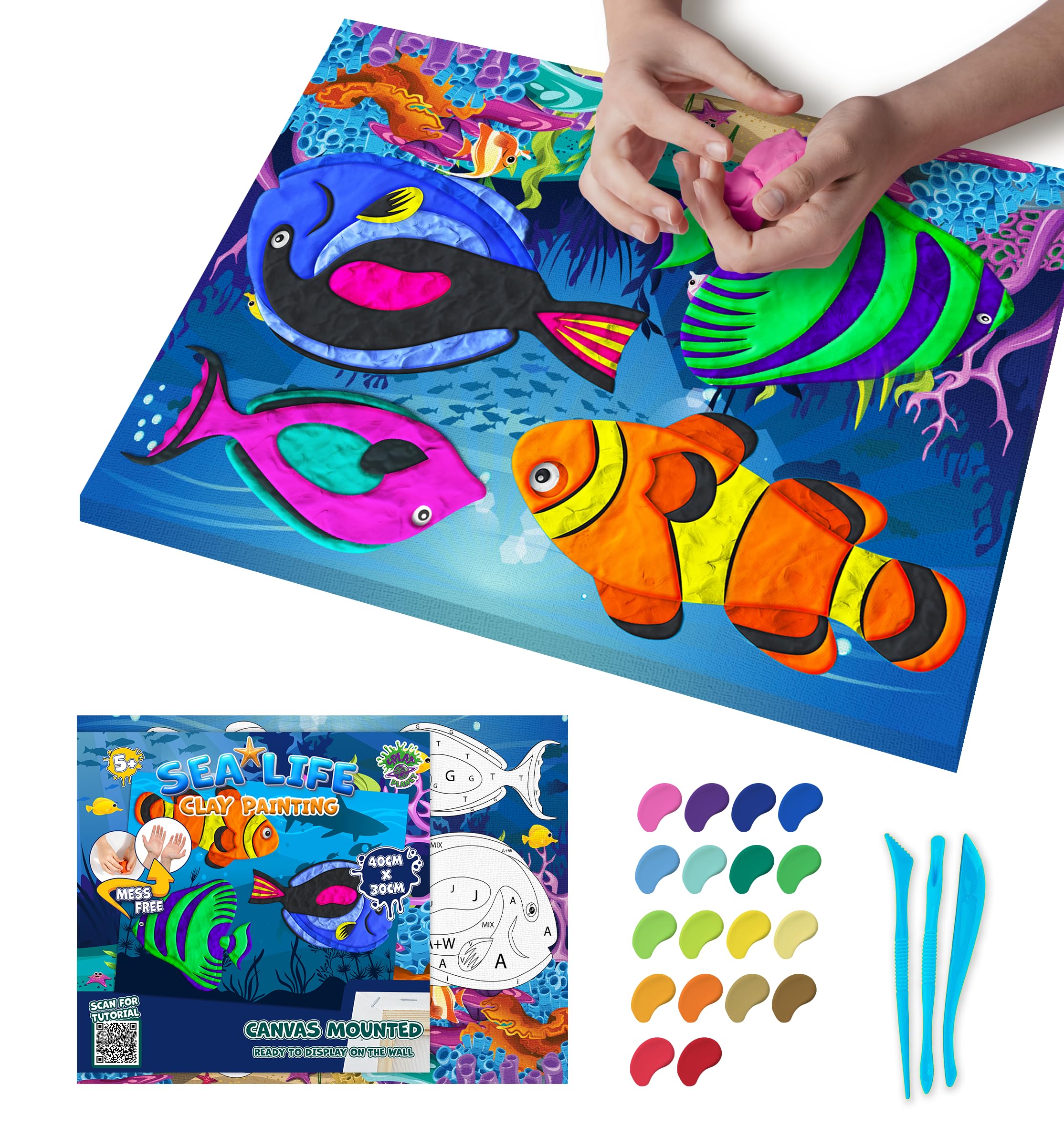 Mess-Free Sea-Life Clay Painting Kit, Air Dry Clay Modelling Kit - Image 2