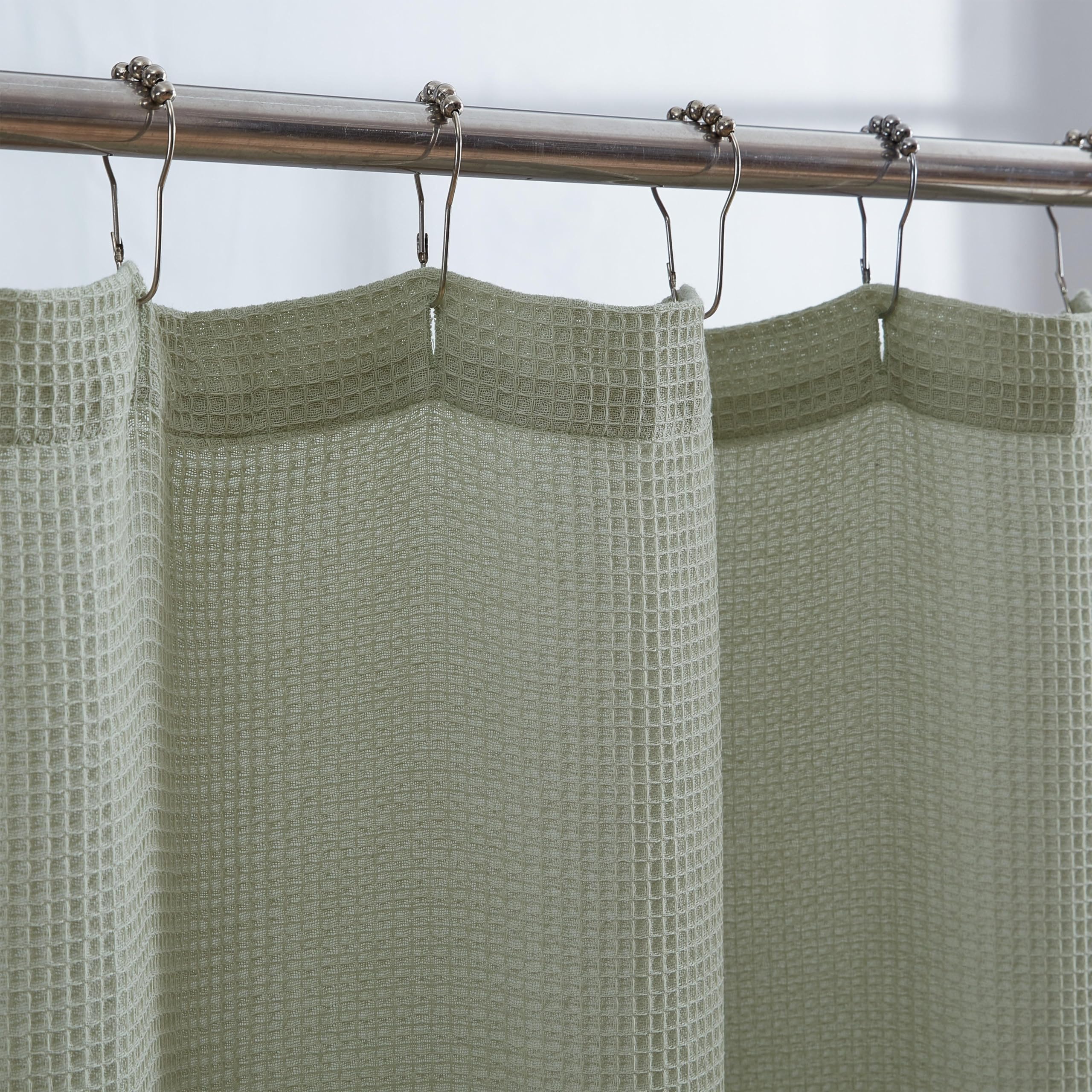 Kenneth Cole Rideau de Douche en Tissu léger et Moderne avec Trous de Crochets sur Le Dessus (Vert gaufré uni, 177,8 x 182,9 cm)