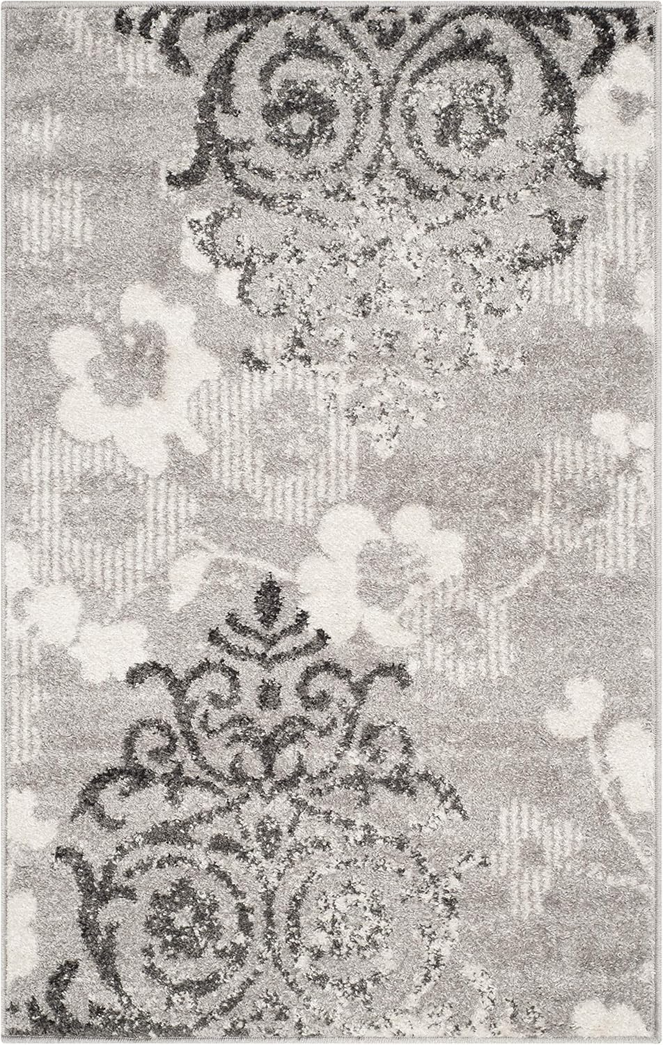 SAFAVIEH Adirondack Collection Accent Rug – 2’6″ x 4′, Silver & Ivory, Floral Glam Distressed Design, Non-Shedding & Easy Care, Ideal for High Traffic Areas in Foyer, Living Room, Bedroom (ADR114B) SAFAVIEH Adirondack Collection Accent Rug – 2’6″ x 4′, Silver & Ivory, Floral Glam Distressed Design, Non-Shedding & Easy Care, Ideal for High Traffic Areas in Foyer, Living Room, Bedroom (ADR114B)
