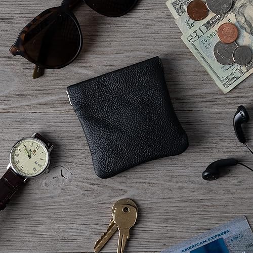 Miniatura 5 de Nabob Leather Monedero de piel auténtica bolsa de monedas fabricada en Estados Unidos soporte para cambio para hombres y mujeres tamaño 35 x 35