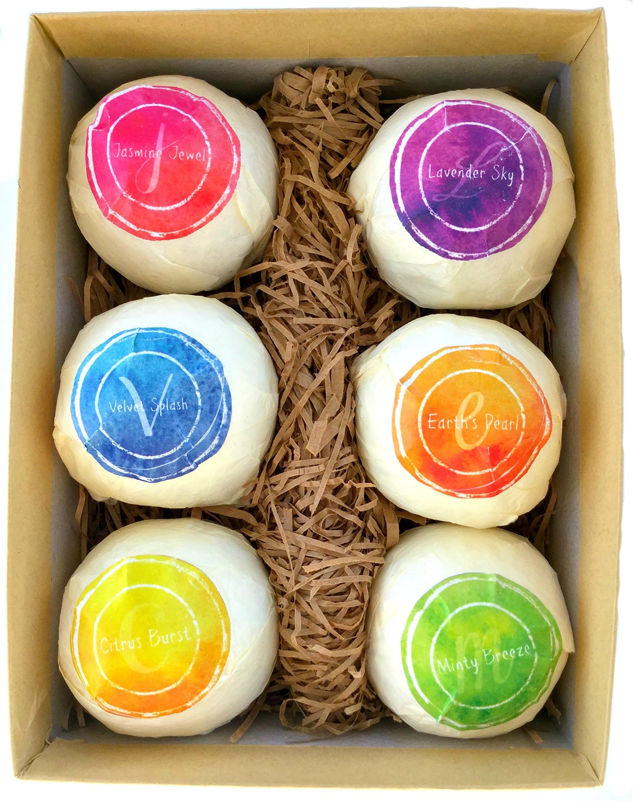 Best Bath Bombs Gift Set-6 Bath Fizzies By NutriBeam-Natural Ingredients-Organic Shea Butter, Cocoa Butter, Essential Oils, Moisturize & Rejuvenate, Handmade in USA