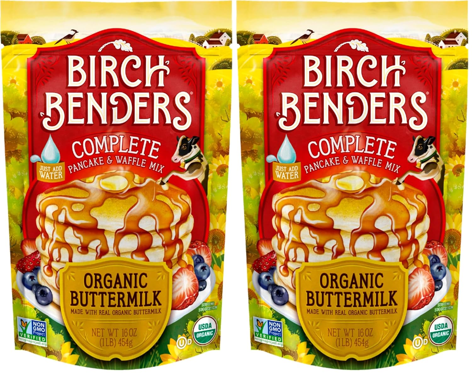 Birch Benders Organic Buttermilk Pancake and Waffle Mix, 16 OZ (Pack of 2)
