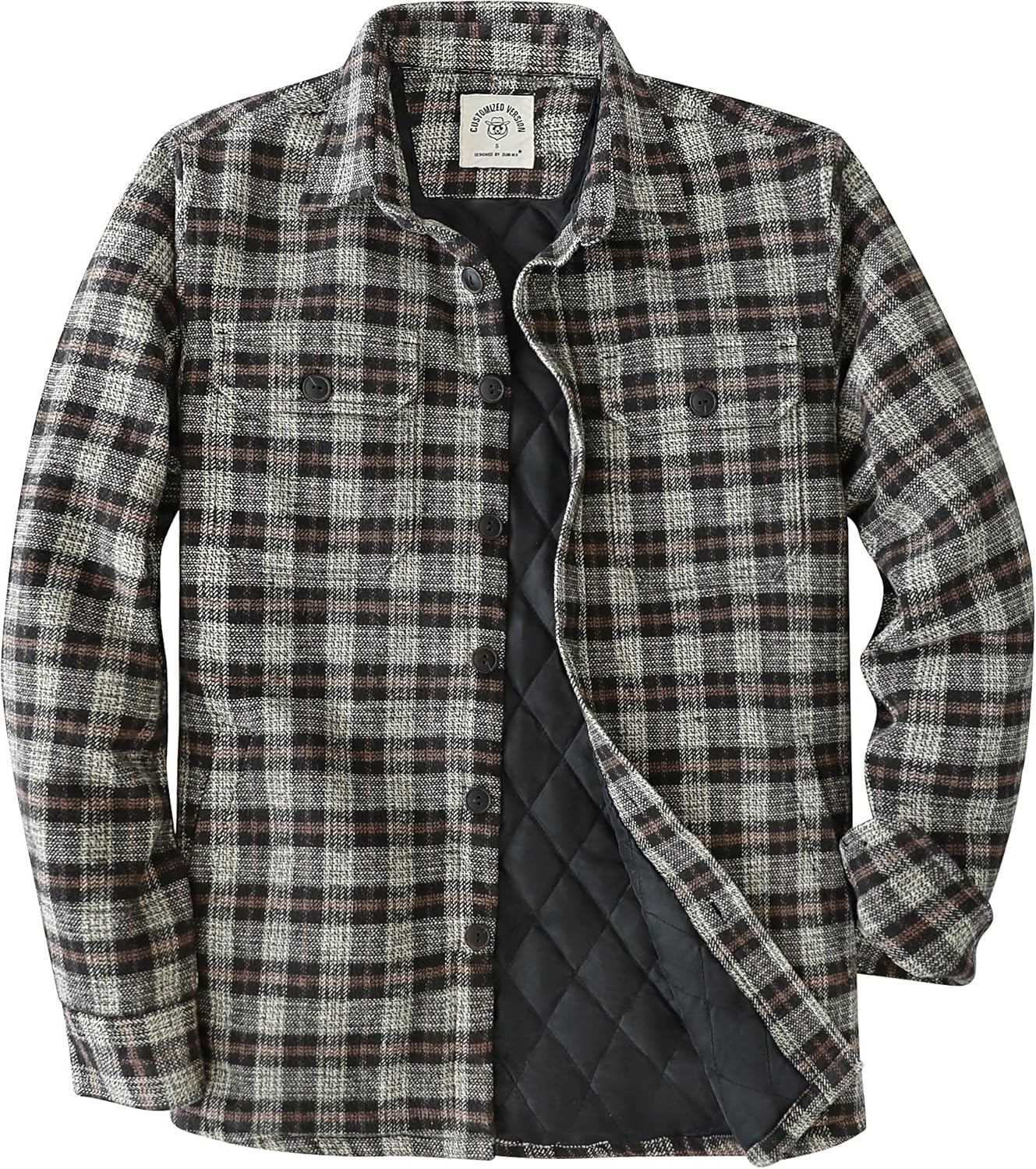 Dubinik® Mens Shacket Flannel Shirt For Men Lightweight Jacket Overshirt Warm Lined Coats Casual Plaid Long Sleeve Button