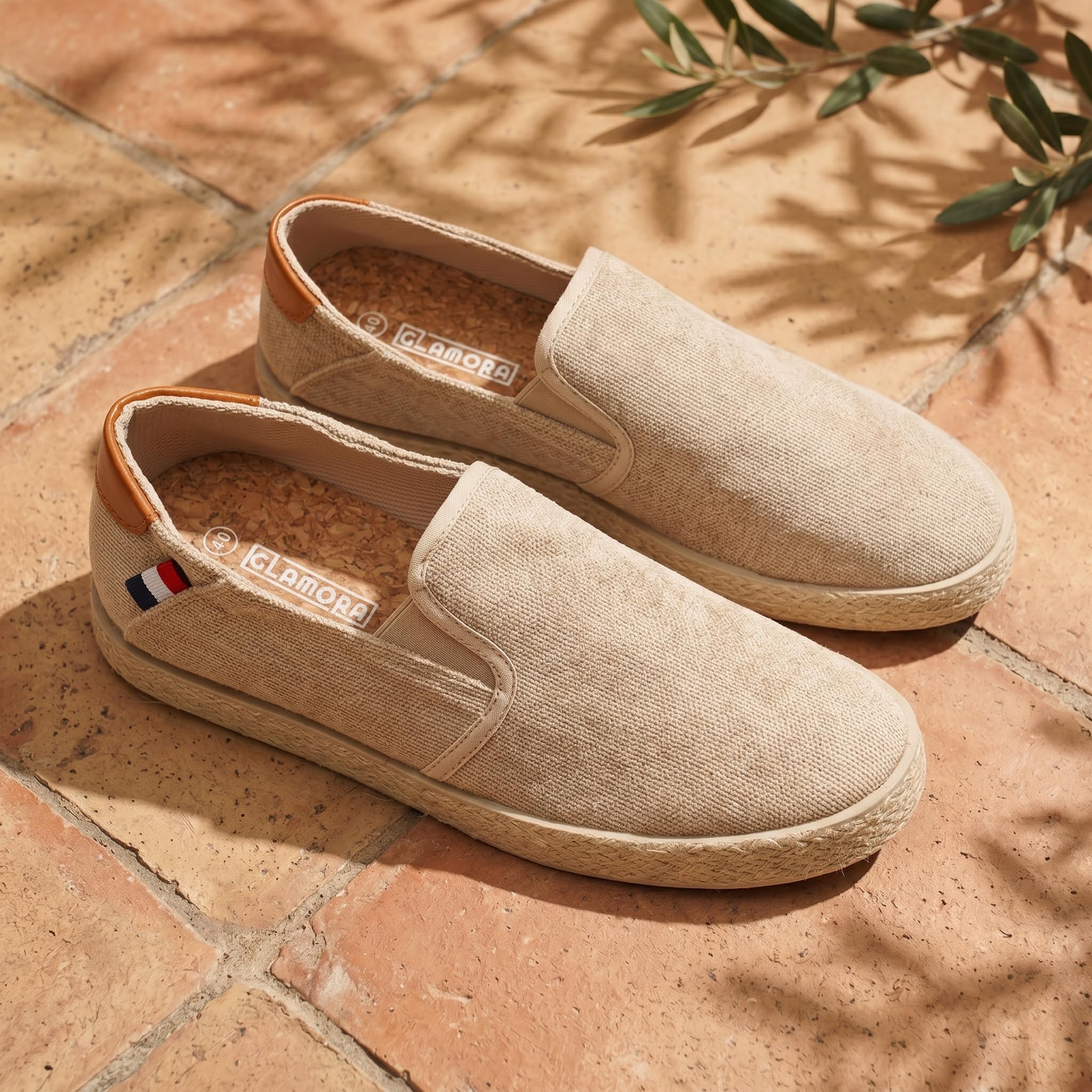 GLAMORA Espadrilles Homme Toile Respirante Slip on Été Léger Confort Chaussures Plates Semelle Corde Antidérapante Casual Élégant Mode Ville Ajustement Souple Durable