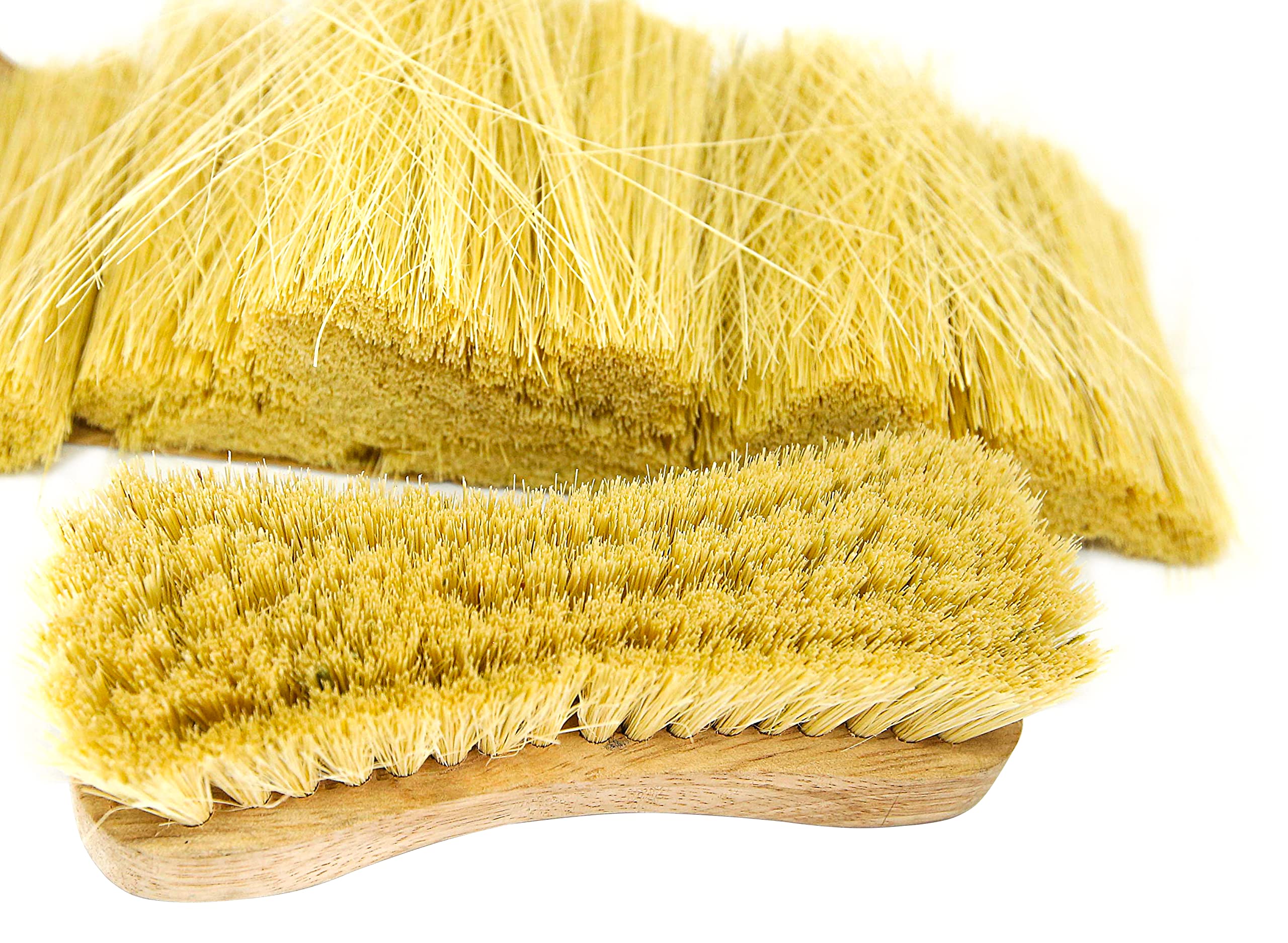 Juego de cepillos de madera natural para fregar | Mango de madera | Cerdas Tampico | Productos de limpieza ecológicos | Paquete de 2