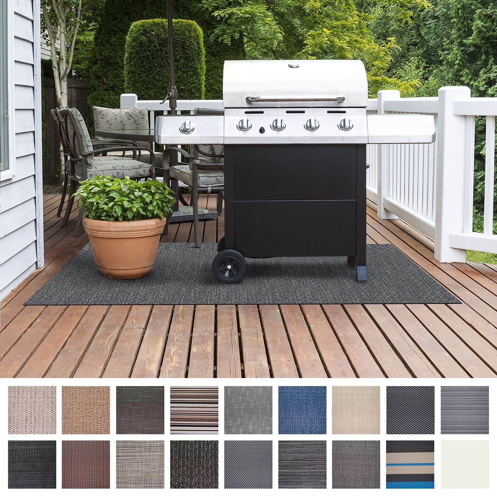 Floordirekt Geona - Tappetino Protettivo per Barbecue, per Barbecue a Gas e Barbecue a carbonella, per Esterni e Giardino, ignifugo, 90 x 120 cm
