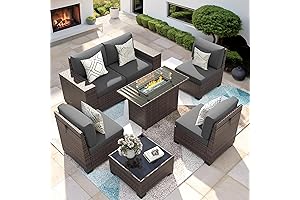 Outdoor Sectional Conversation Set - Backyard Furniture with Fire Pit