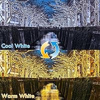 Vista 3 de Guirnalda de luces de Navidad de 66 pies, 200 luces LED de color blanco cálido, enchufe con control remoto, tira de luces impermeables