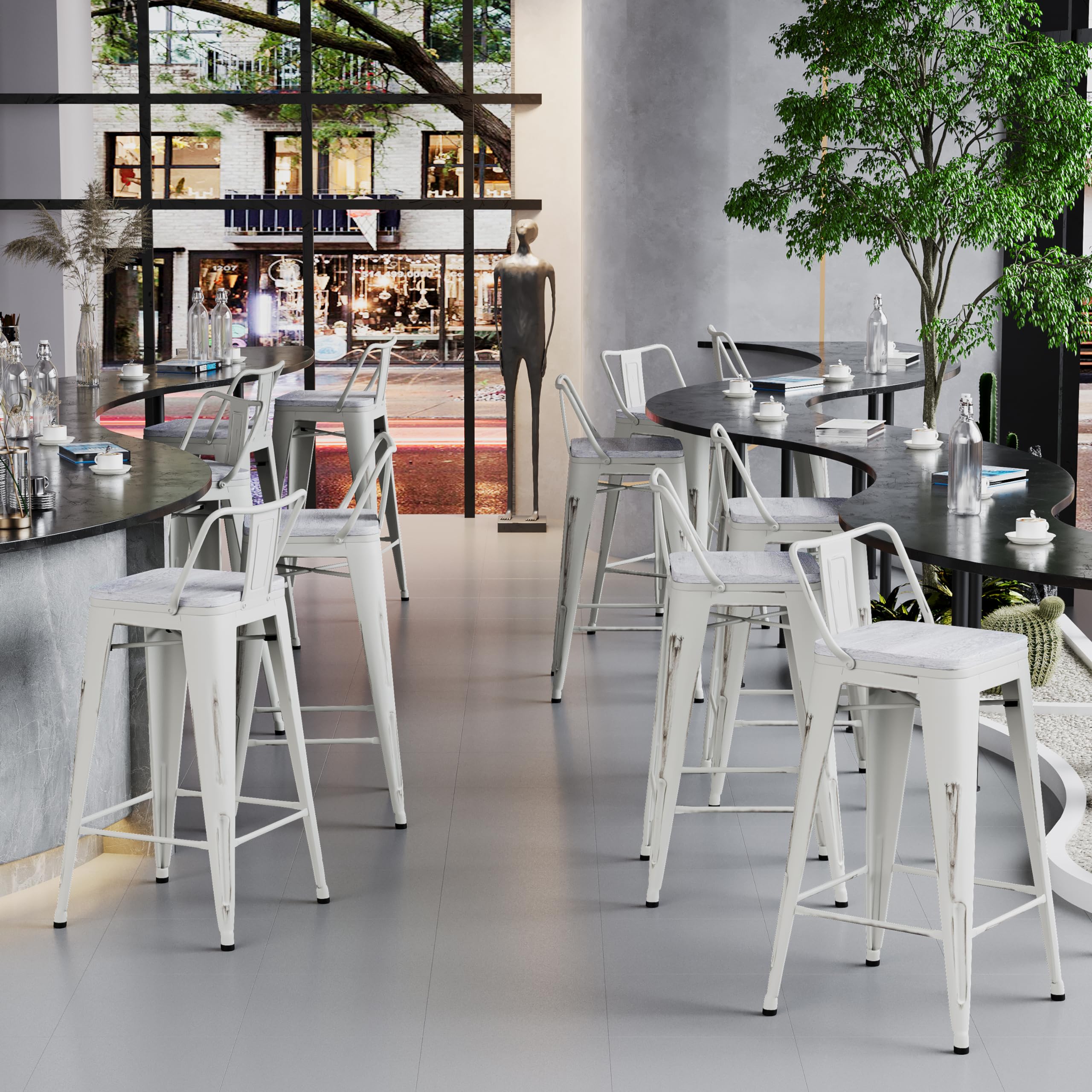 Amazon｜HAOBO Home 24インチ 工業用金属製バースツール ロー