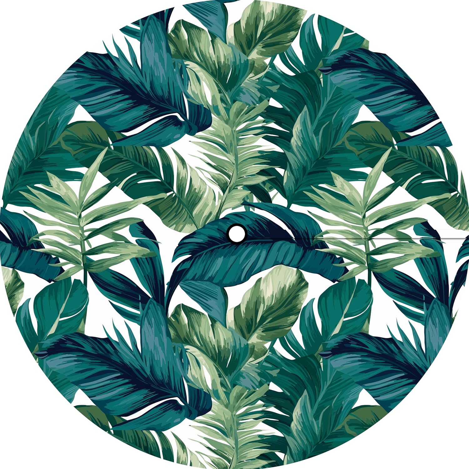 Round Outdoor Tablecloth with Umbrella Hole Zippered Fitted Tablecloth with Elastic Palm Leaves Table Cloth Cover for Picnic Party Patio Fits 44-48" Diameter Round Tables