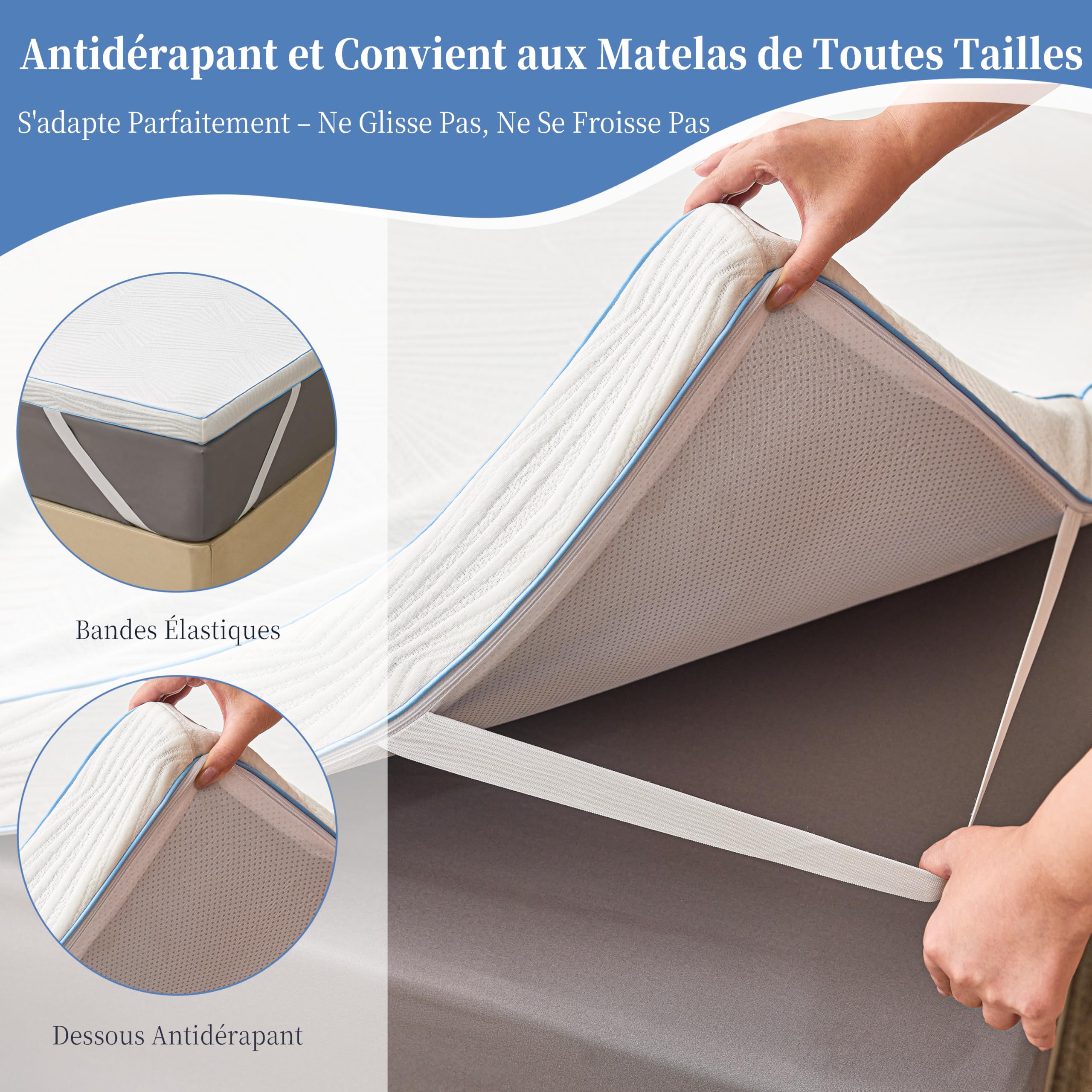 Coprimaterasso 90 x 190 cm, in memory foam, coprimaterasso 7,5 cm, per ammorbidire un letto troppo duro, migliorare un materasso usurato, ideale per studenti e giovani coppie