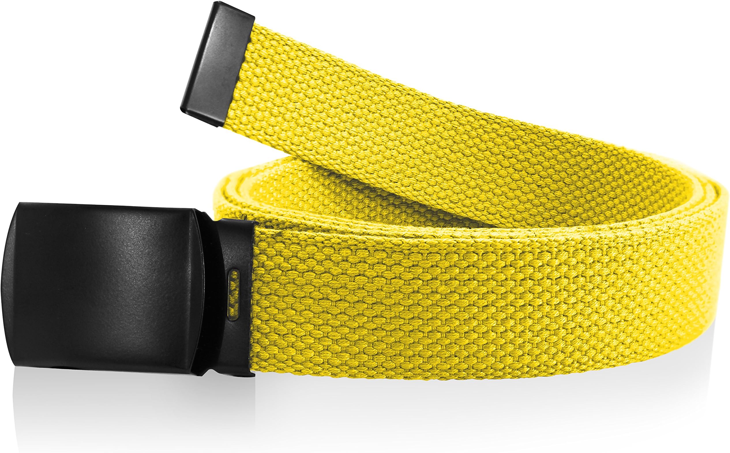 Nice Shades Black One Size Canvas Military Web Belt With Black Slider Buckle. Many Colors Available 56". Yellow