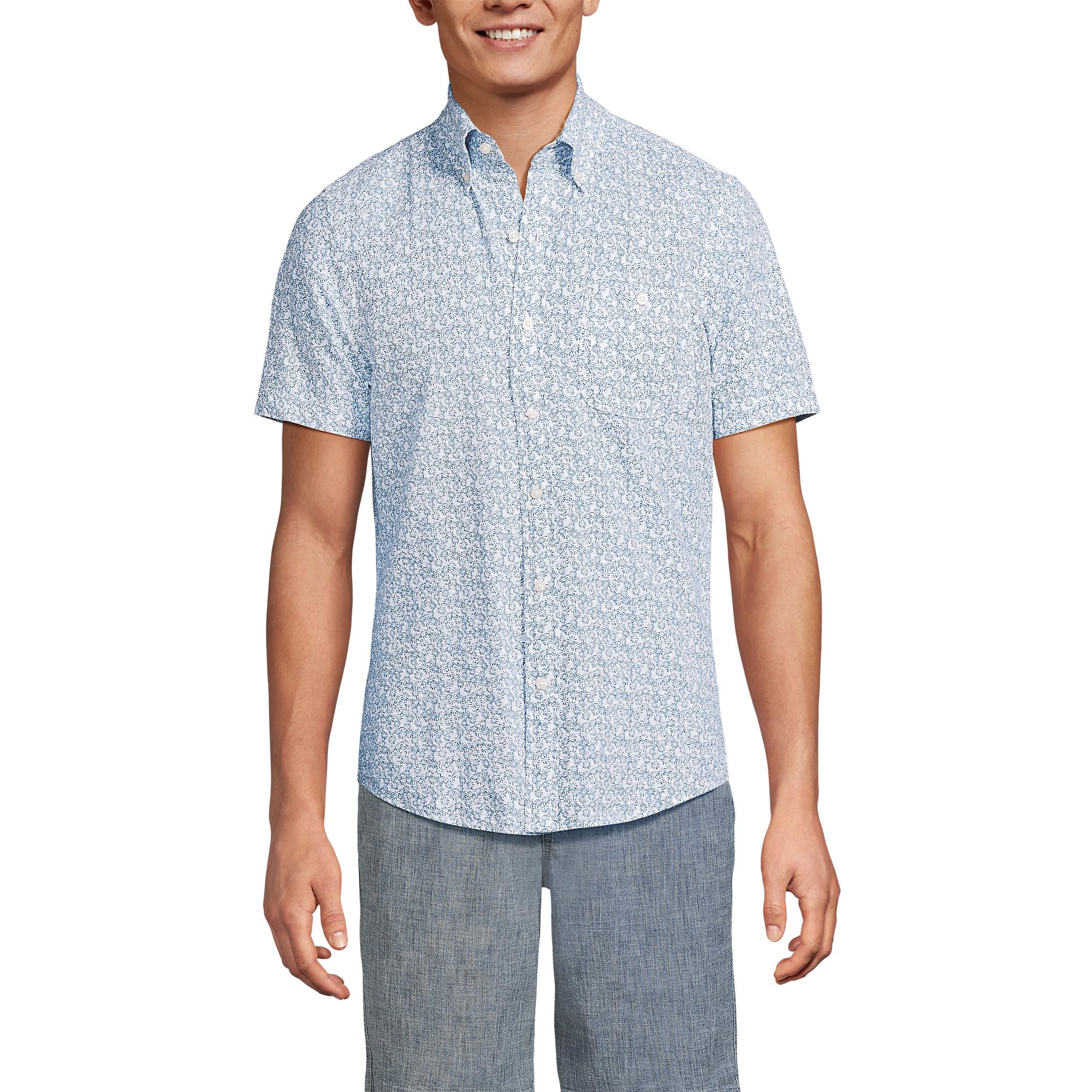 Lands' End Men's Short Sleeve Seersucker Shirt