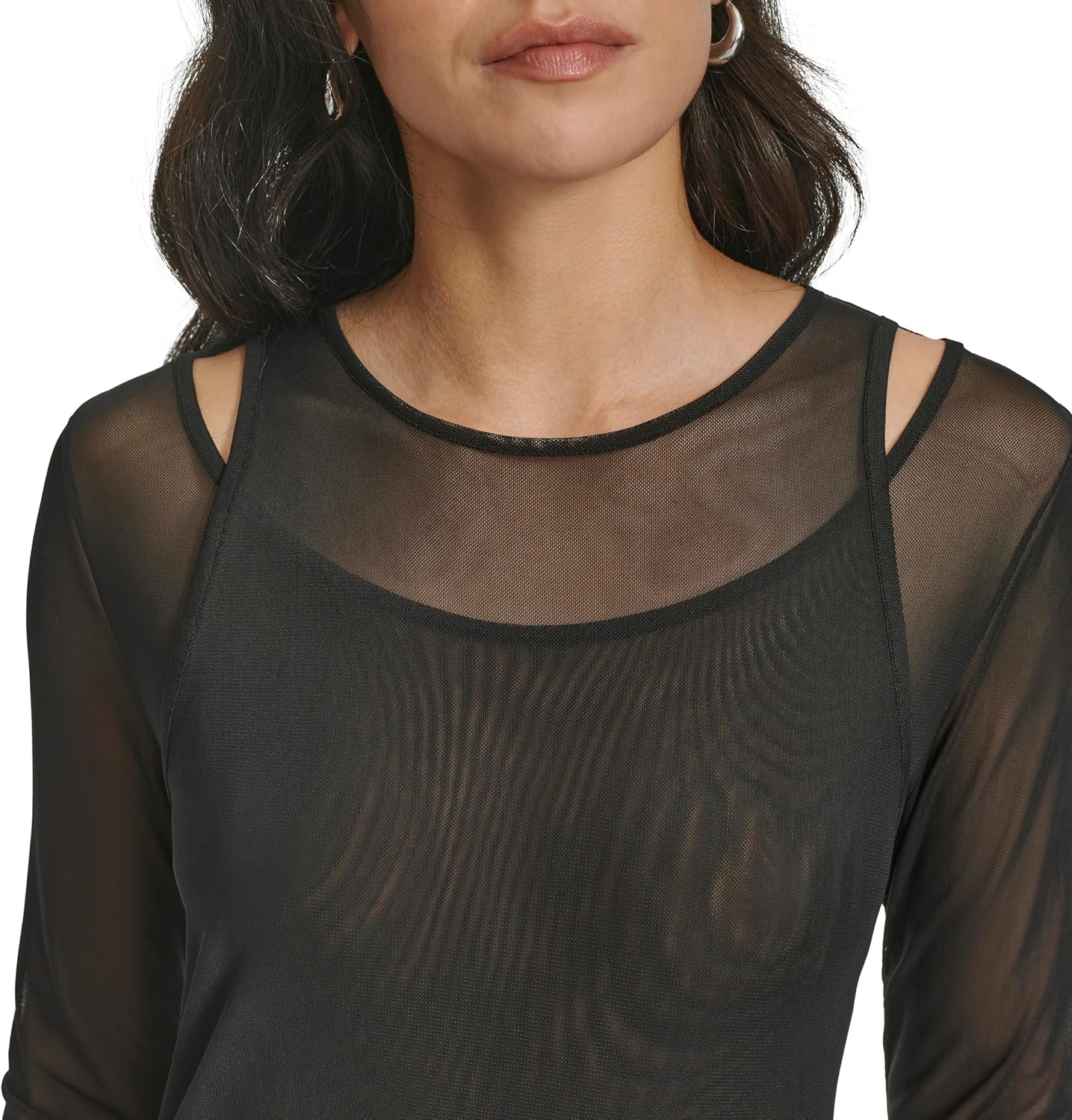 Calvin Klein Womens with Shoulder Detail Knit Longlseeve Blouse - Image 5