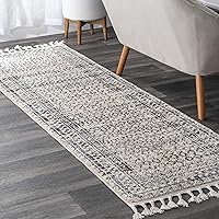 Vista 1 de nuLOOM Claudia - Alfombra de pasillo con borlas de diamante, 2 pies 6 pulgadas x 10 pies, color marfil