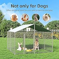 Vista 7 de Perrera para perros al aire libre de 7.8 x 7.8 pies con puerta de metal, bolígrafos para perros con techo, perrera resistente para uso en granja