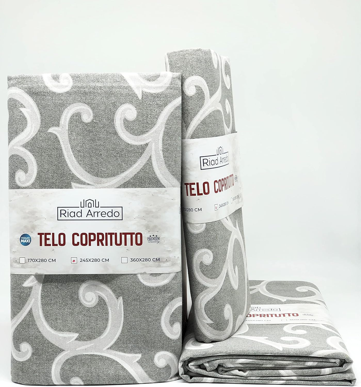 Copridivano GranFoulard 250x280cm Tessuto Cotone/Poly, Grigio