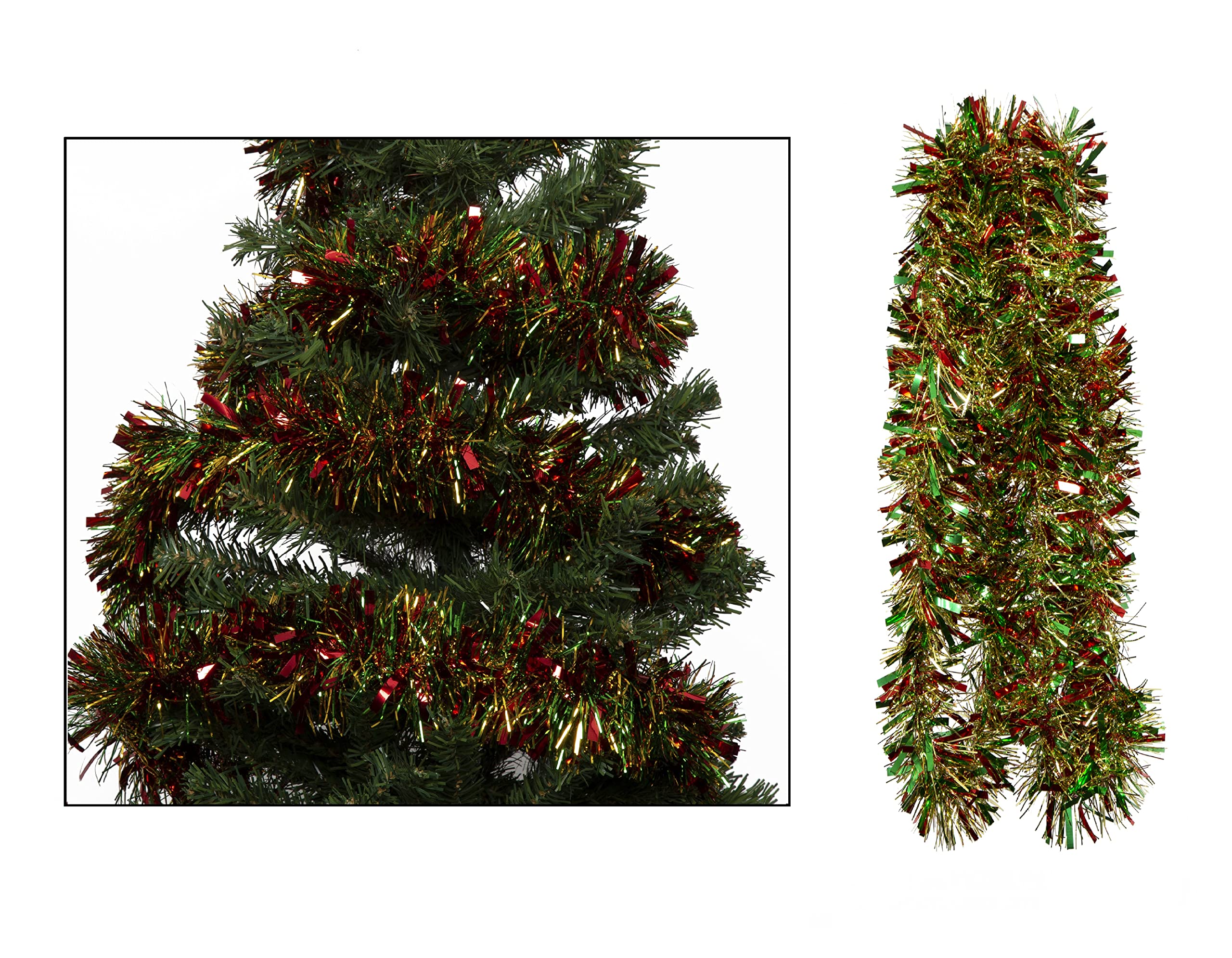 Simply Products Red, Green & Gold 4M Chunky/Fine Cut Christmas Tinsel Garland Decoration (Red, Green & Gold)