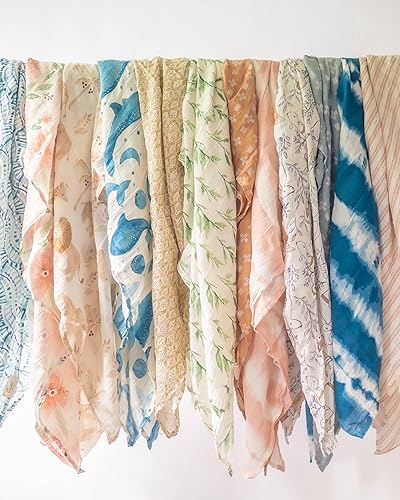 Miniatura 10 de Crane Baby Mantas de Arrullo de Muselina 100% Algodón, Juego de 2, 47" x 47", Bebé Bosque Bohemio, Arrullo de Animales del Bosque, Artículos Neutros