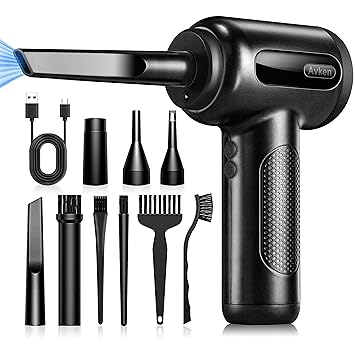 Avken Compressed Air Duster Keyboard Cleaner, Electric Air Duster for Computers Car, No Compressed Air Can 120000RPM Air Blower with LED Light 9000mAh Rechargeable Dust Remover