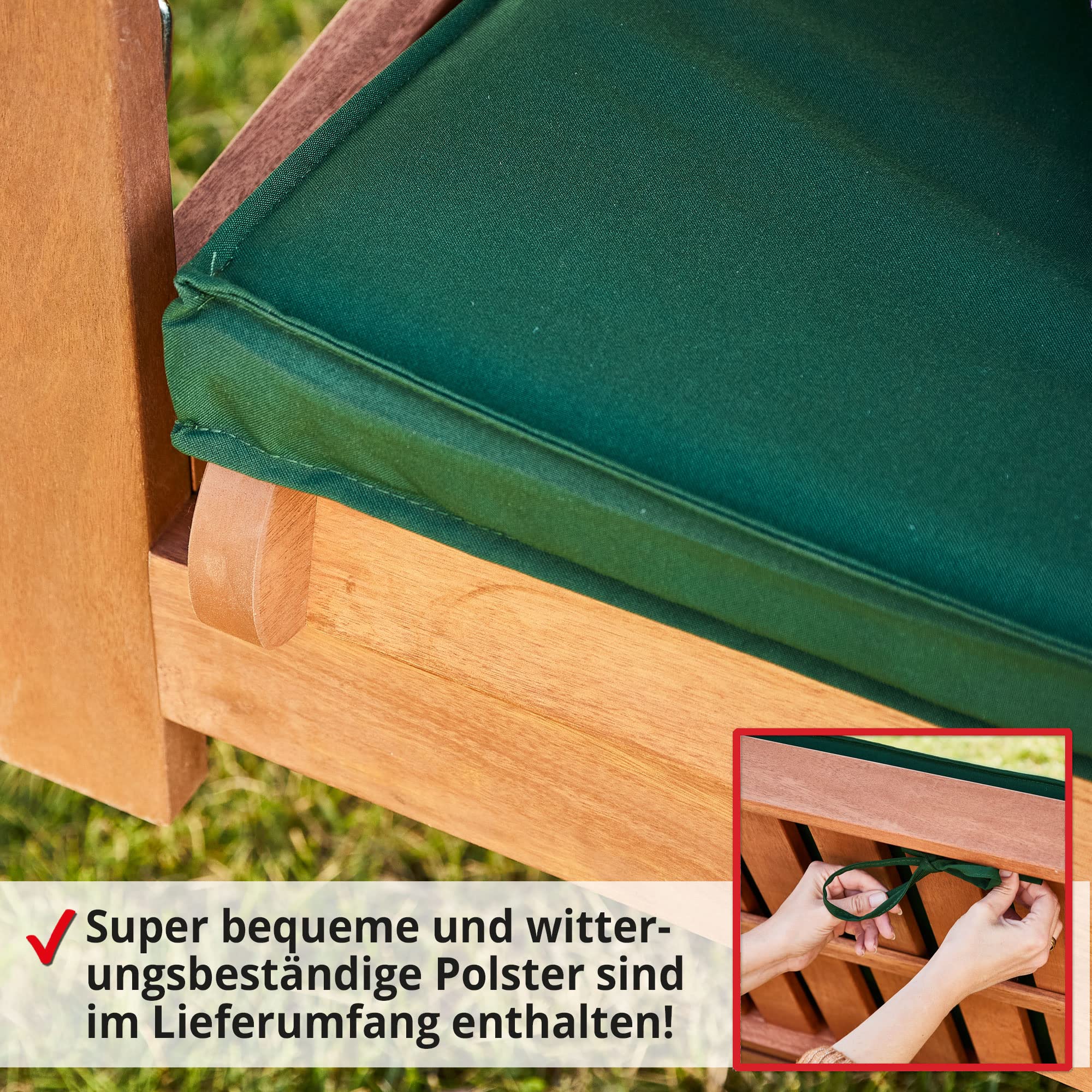HECHT Hollywoodschaukel Baharu Lux Garten-Schaukel Meranti-Holz 4-sitzer (ca. 235 x 120 x 178 cm (BxTxH))