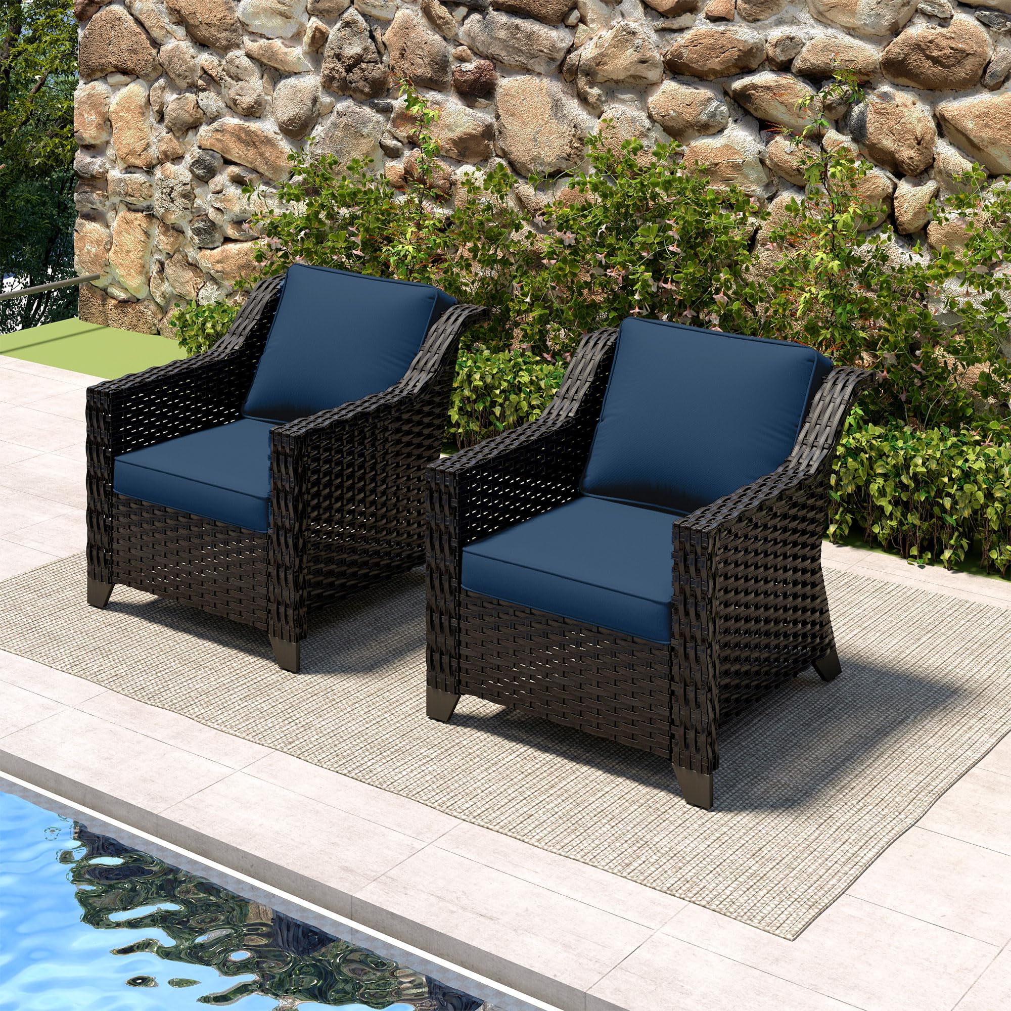 2 Piece Patio Furniture Set, Wicker Outdoor Conversation Set