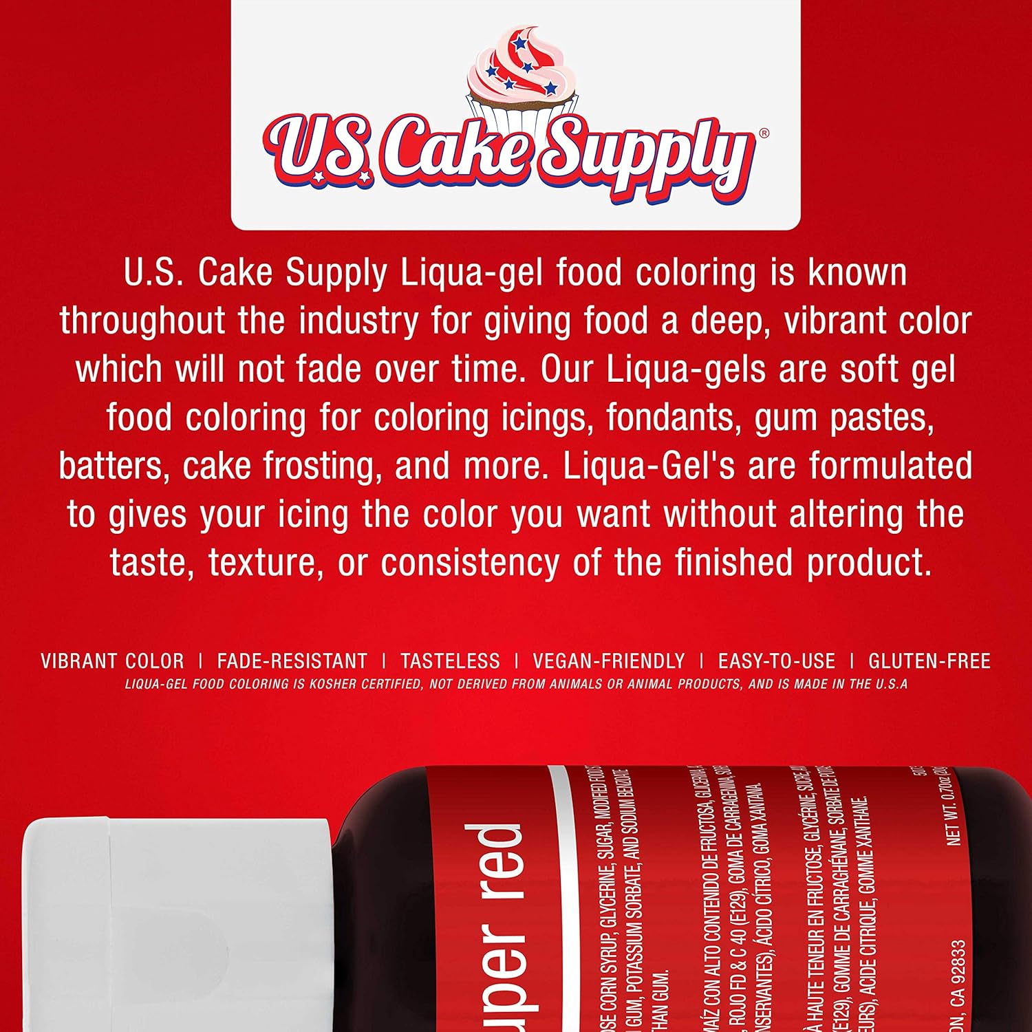 18 Color Cake Food Coloring Liqua-Gel Decorating Baking Set - 12-Primary & 6-Neon Colors – U.S. Cake Supply 0.75 fl. oz. (20ml) Bottles - Made in the U.S.A.