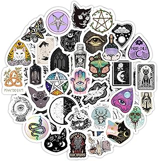 BulbaCraft 100Pcs Occult Stickers, Mystical Stickers, Witchy Stickers for Water Bottle & Laptop - Occult Party Favors & Decorations, Waterproof Vinyl Decals, Gifts for Women & Men