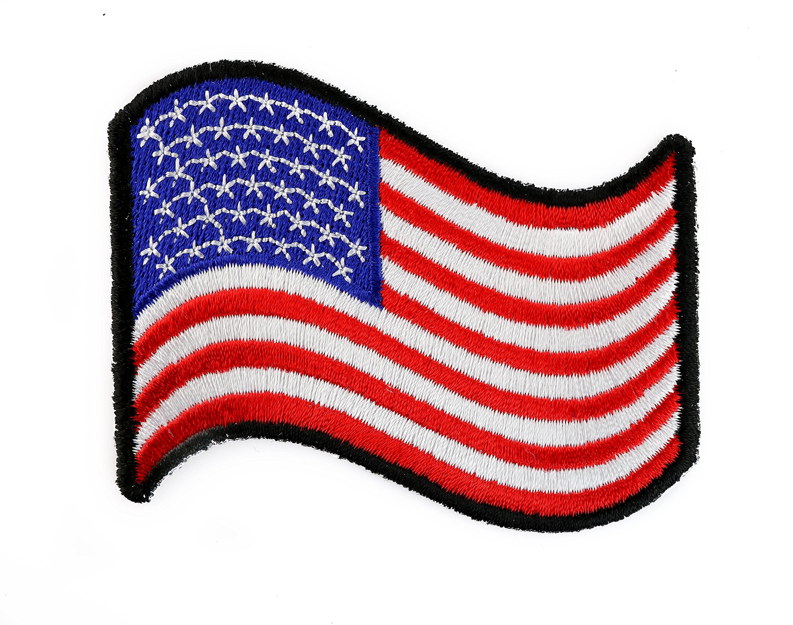 Wavy American Flag Embroidered Patch IVANP1481 F2D24L