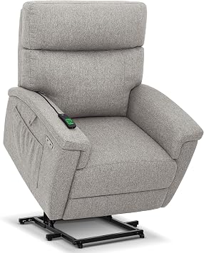 MCombo Power Lift Recliner Chair, Dual Heat and Massage R7605, Mist Grey