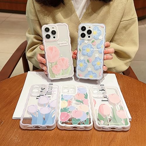 Miniatura 7 de Funda compatible con iPhone 13 Mini, bonita para mujeres y niñas, diseño de agarre ondulado de moda y patrón estético rizado, funda transparente de