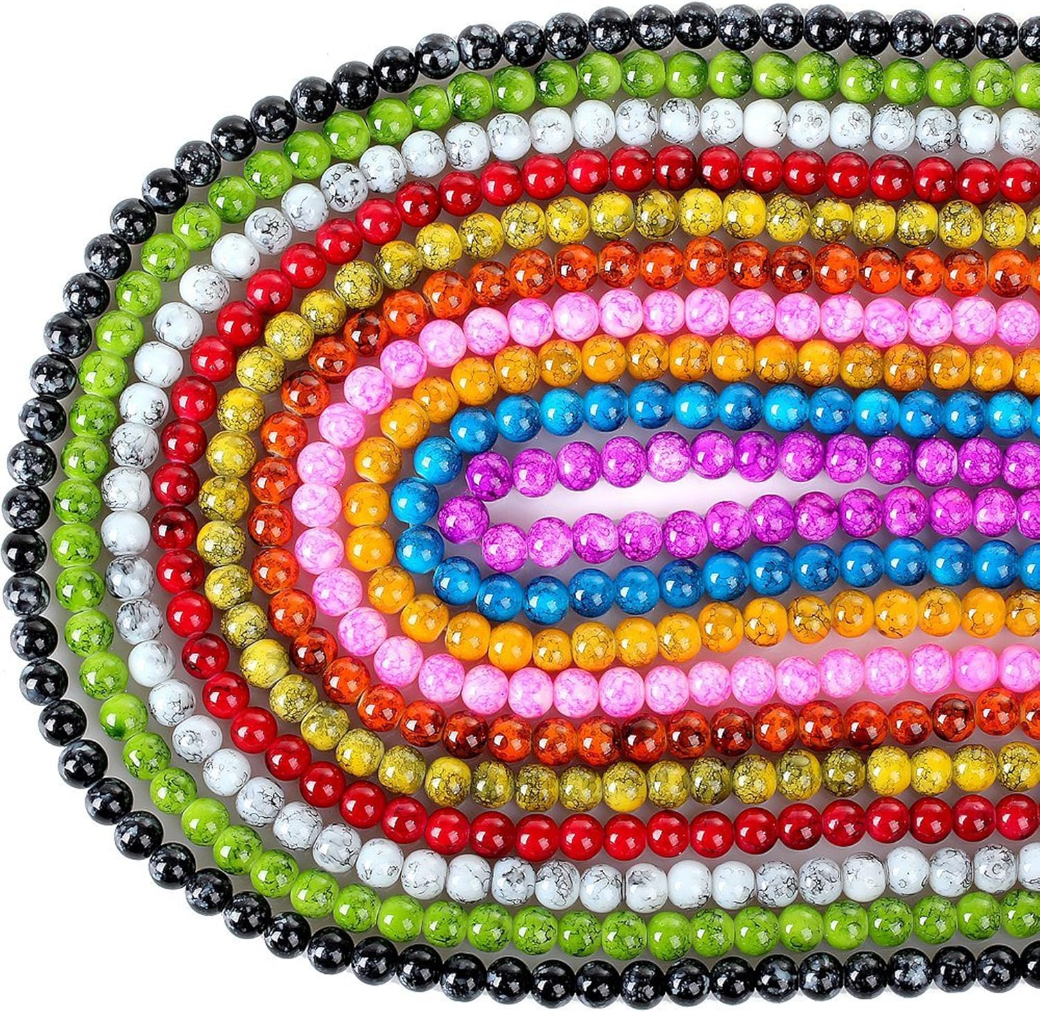 RUBYCA Round Crystal Glass Beads for Jewelry Making, Supplies for Adults Necklace Bracelet Earrings Crafts (2 Strands, 14mm, Mix Colors)