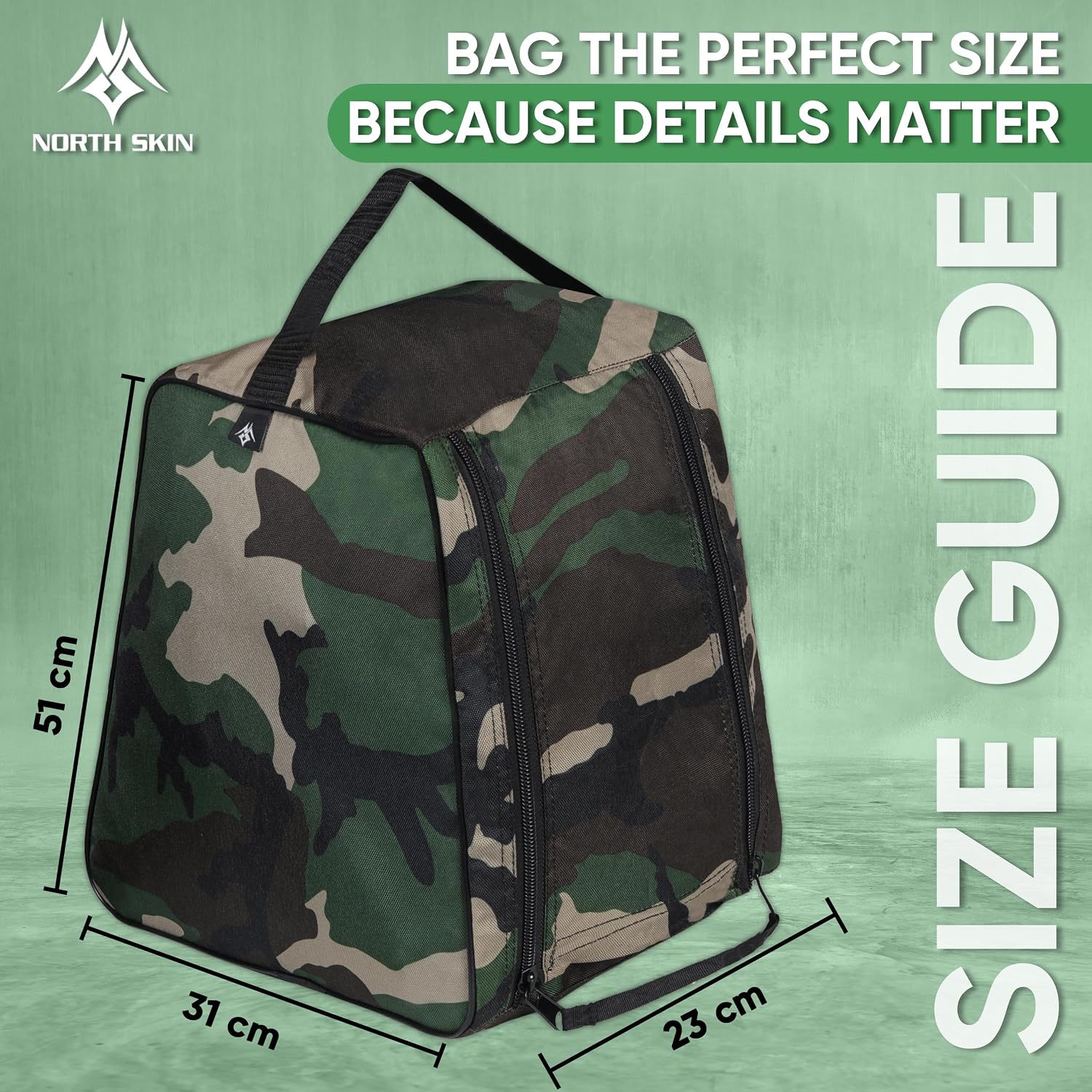 Shoe Bag Waterproof Sports Golf Boot Bag | Odor-Resistant Gym Kit Organiser Storage | Hiking Travel Dust-Proof Storage Bag for Wellington, Cowboy, Football, Rugby, Cricket Shoe (Green Camo)
