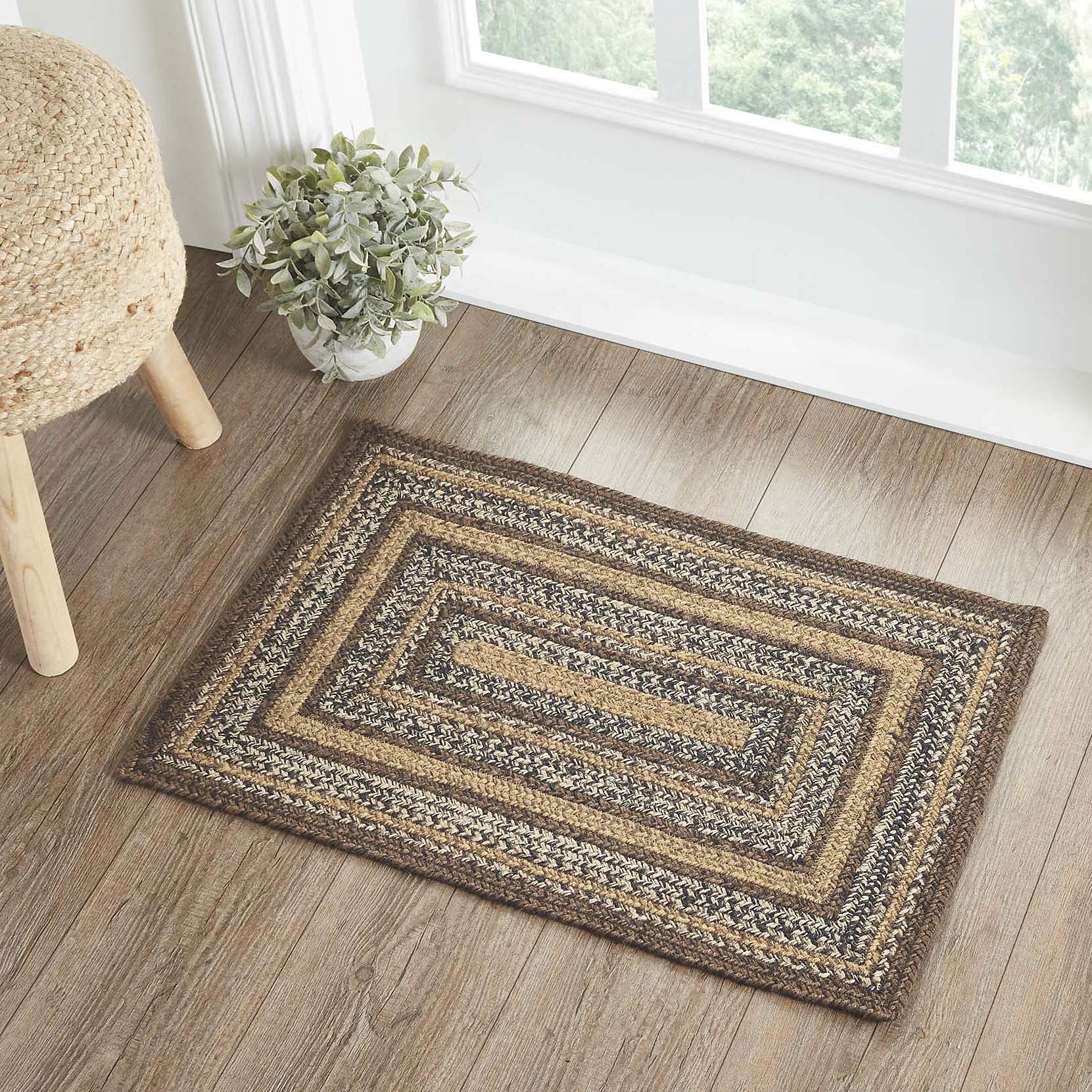 vhc brands espresso rug with pvc pad, jute blend, rectangle, brown black tan, 20x30 inches